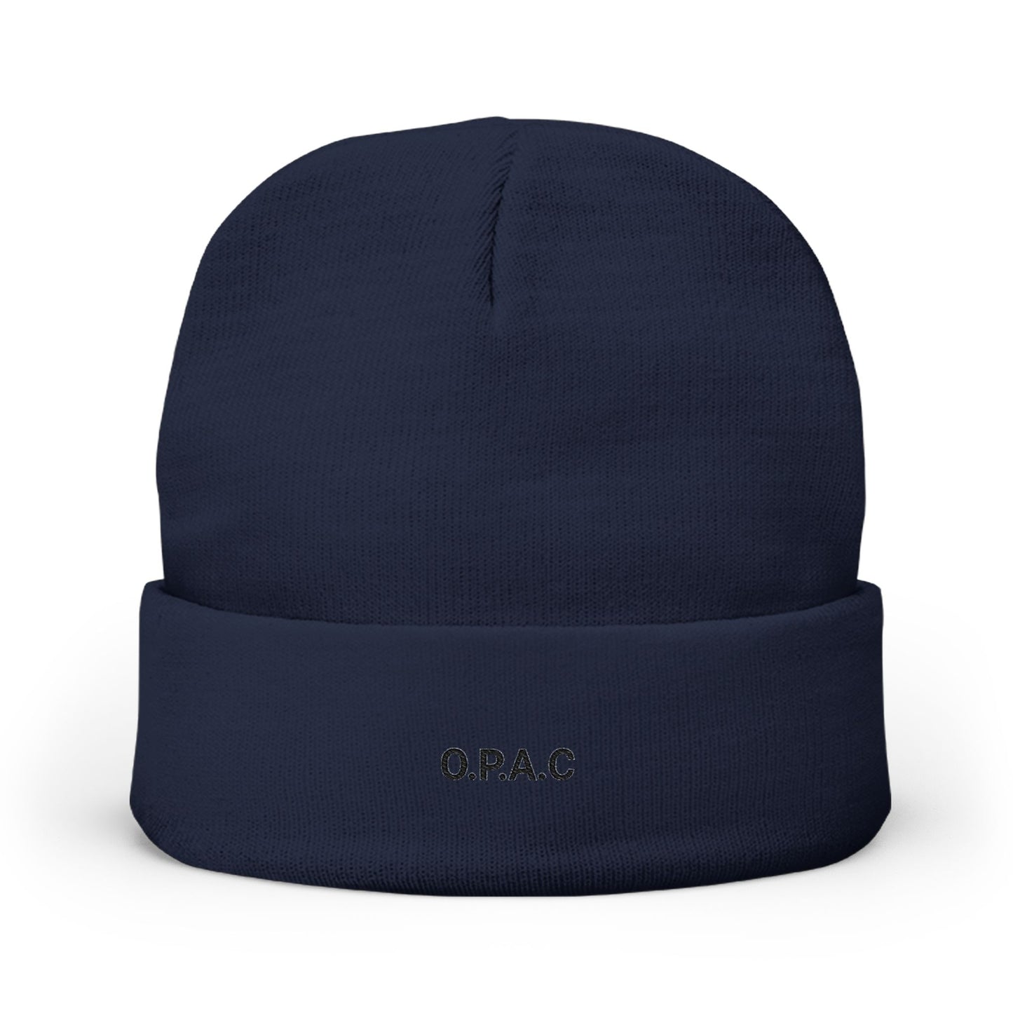 O.P.A.C. SMALL Black- Lettered Text Custom Embroidered Knit Beanie - Cozy Fashion Accessory, Winter Gift, O.P.A.C. Beanie, Streetwear Essential, Unisex Hat