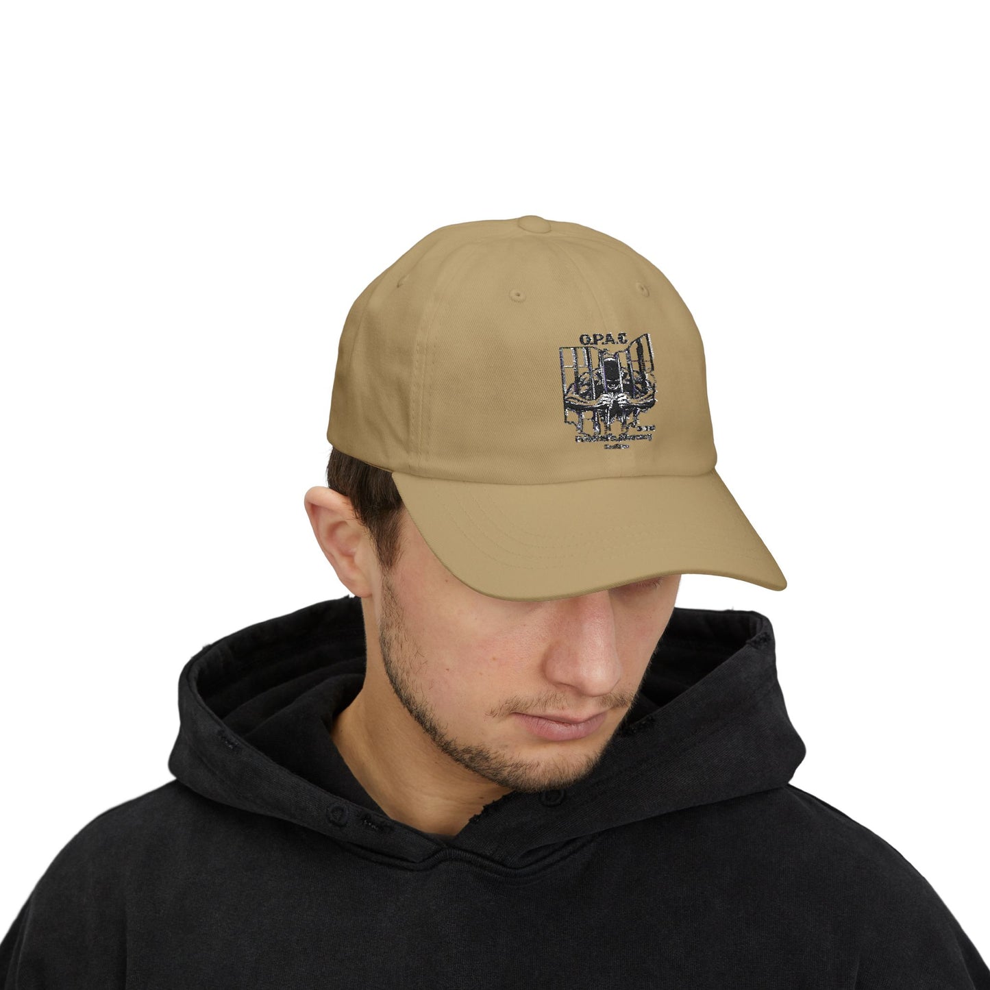 Black Embroidered Patch Logo Dad Cap