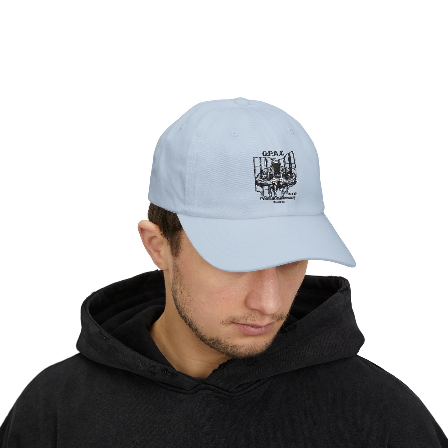 Black Embroidered Patch Logo Dad Cap