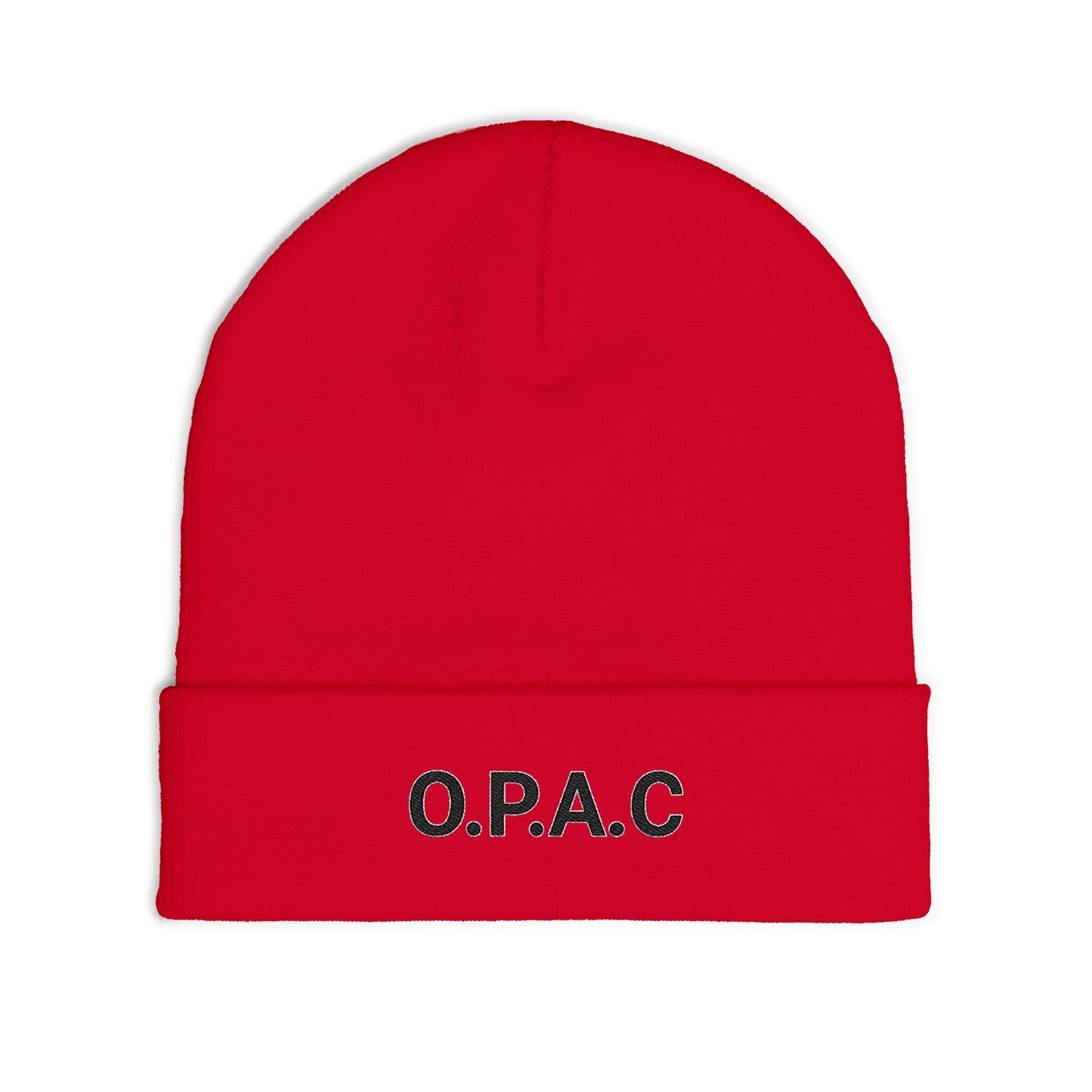 O.P.A.C. MID Black- Lettered Text Custom Embroidered Knit Beanie - Cozy Fashion Accessory, Winter Gift, O.P.A.C. Beanie, Streetwear Essential, Unisex Hat