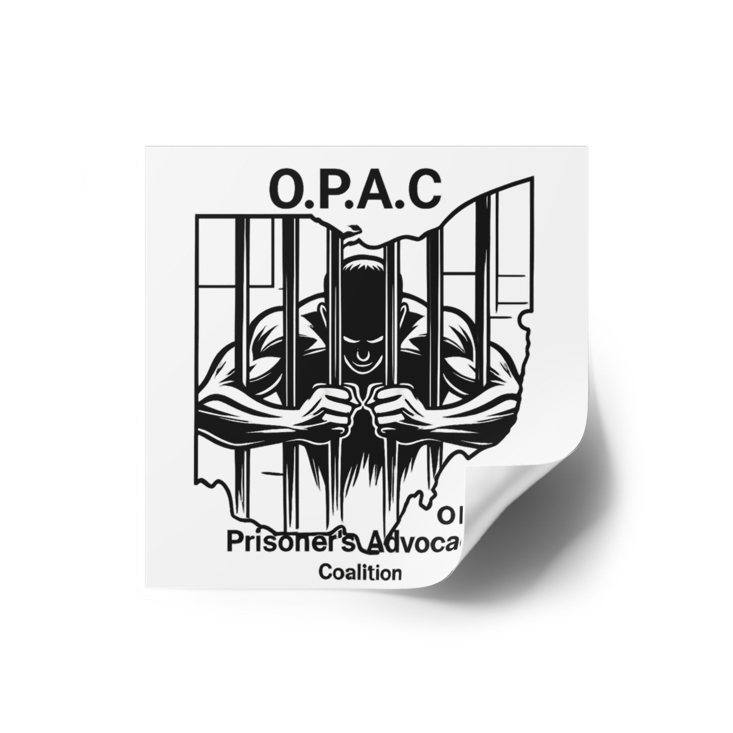 Prison Advocacy Laminate Stickers, Square, White, O.P.A.C. Designs, Justice Reform, Awareness Campaign, Activism, Prisoner Rights