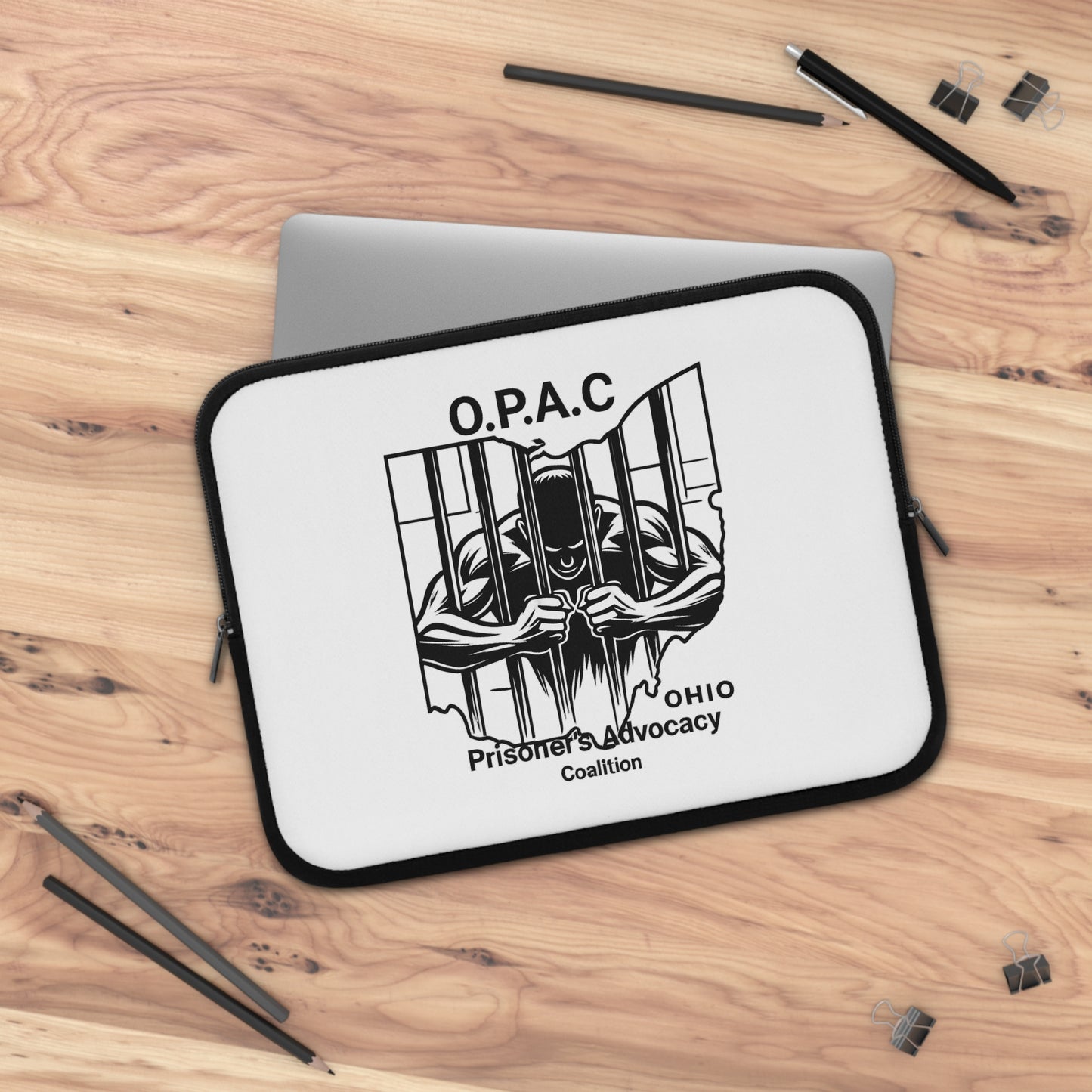 Prisoner's Advocacy Laptop Sleeve, Motivational Tech Case, Gift for Activists, Black, Stylish Computer Bag, Advocacy Merchandise