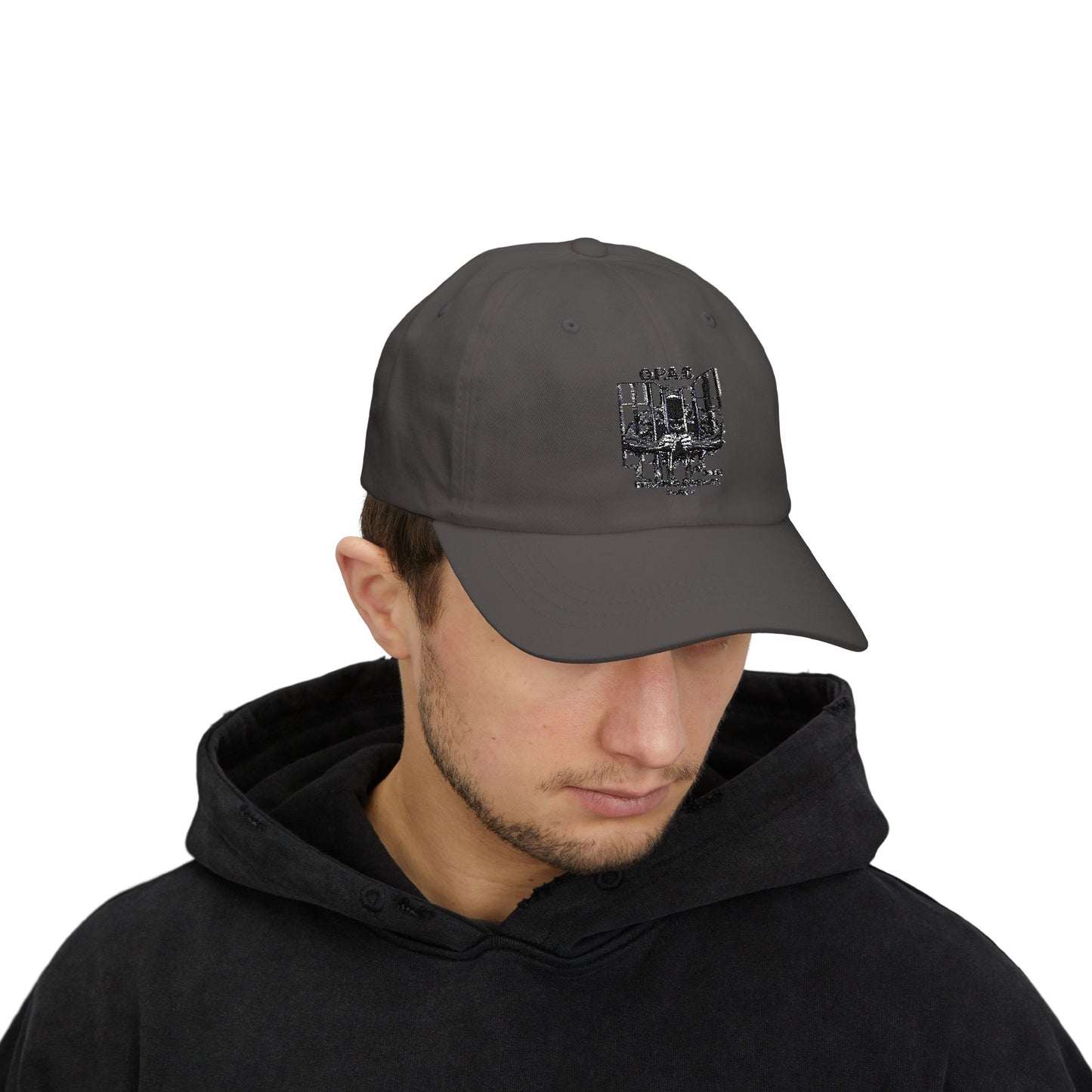 Black Embroidered Patch Logo Dad Cap