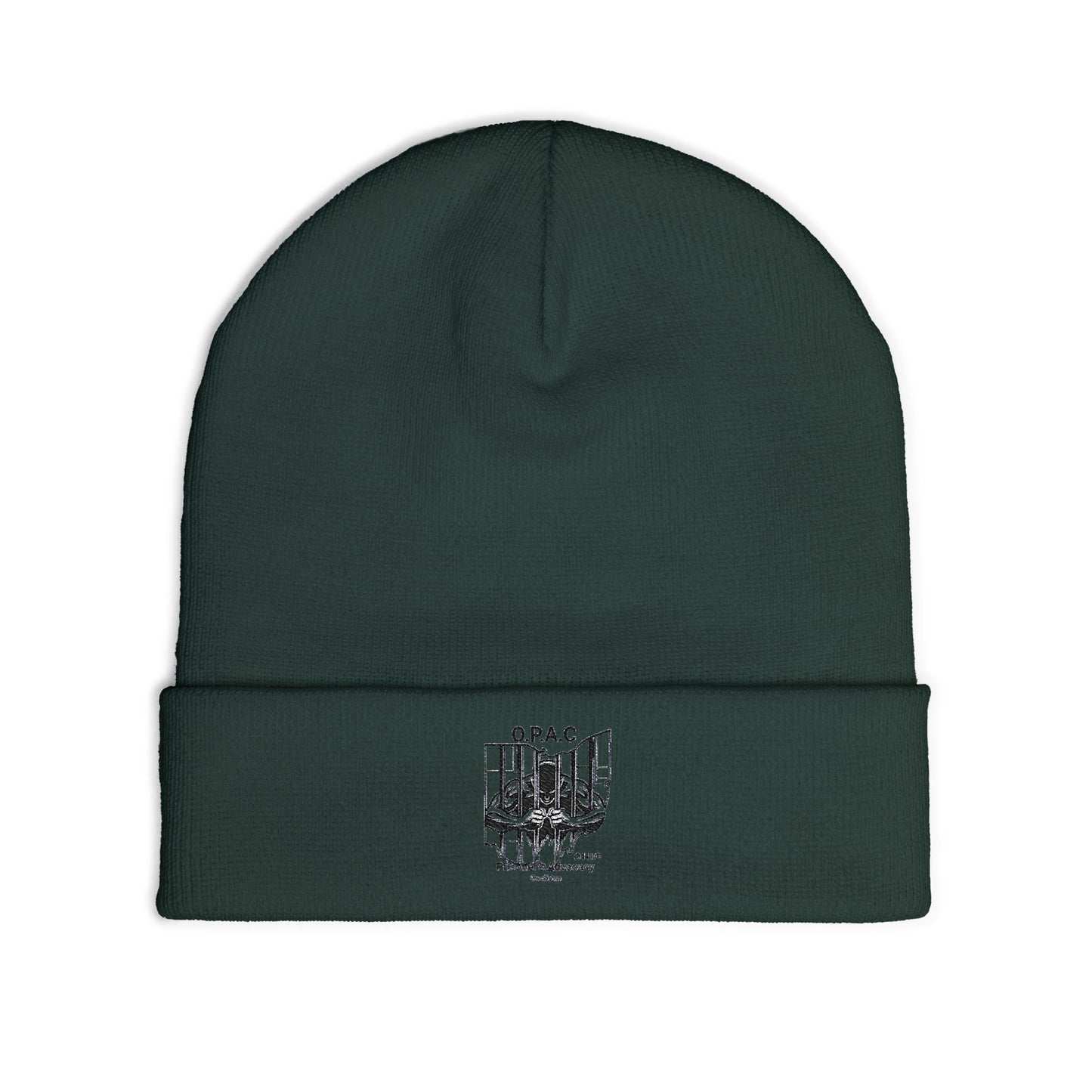 O.P.A.C. Ohio Prisoner's Advocacy Coalition Custom Embroidered Patch Logo Knit Beanie - Cozy Fashion Accessory, Winter Gift, O.P.A.C. Beanie, Streetwear Essential, Unisex Hat