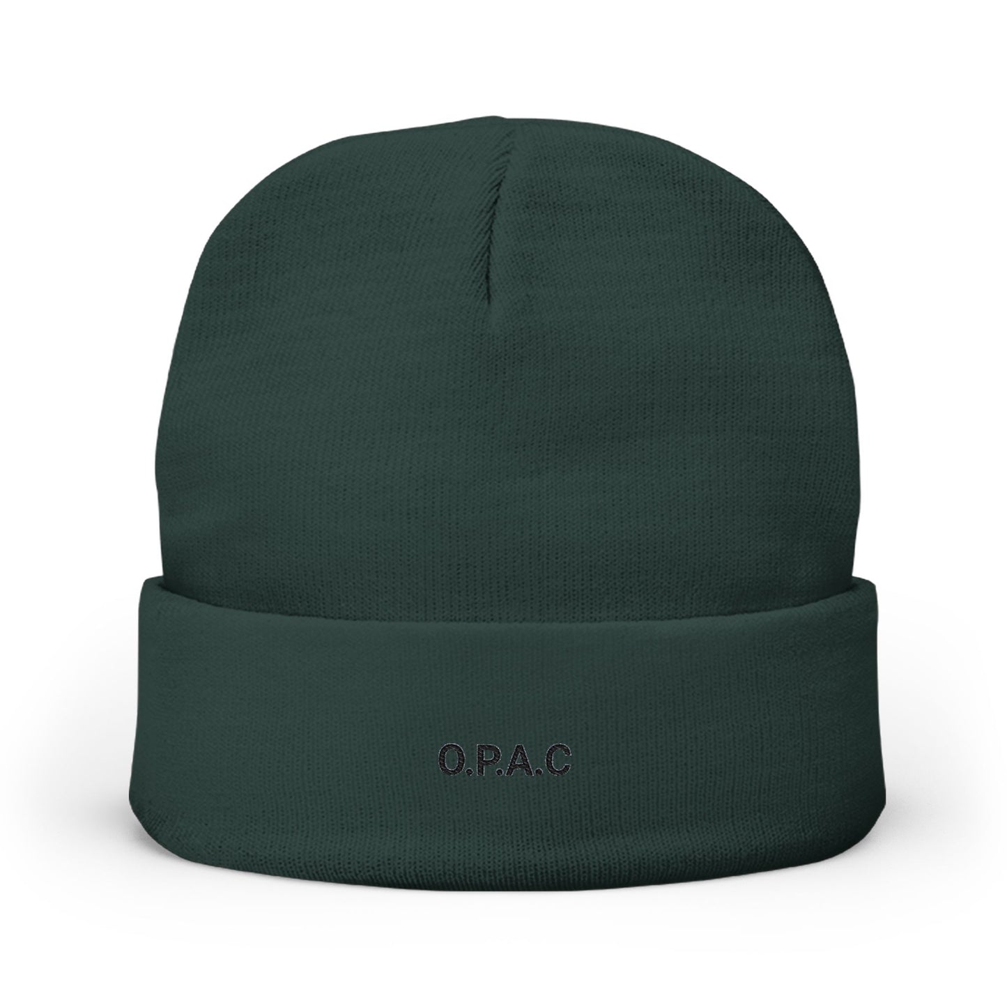 O.P.A.C. SMALL Black- Lettered Text Custom Embroidered Knit Beanie - Cozy Fashion Accessory, Winter Gift, O.P.A.C. Beanie, Streetwear Essential, Unisex Hat