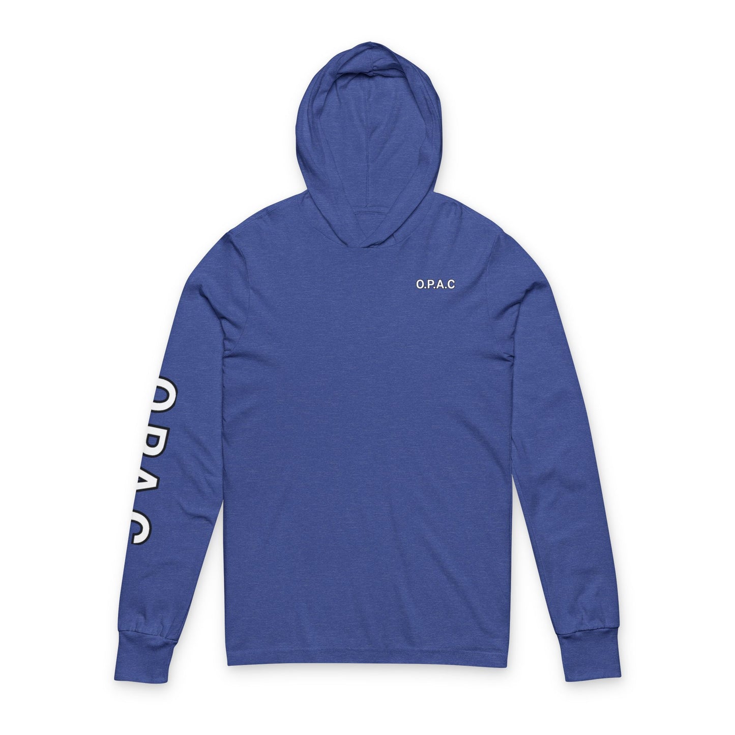 O.P.A.C. White-Lettered Text Advocacy Graphic Hooded Long White-Lettered Text Sleeve Tee, Prisoner Rights Awareness