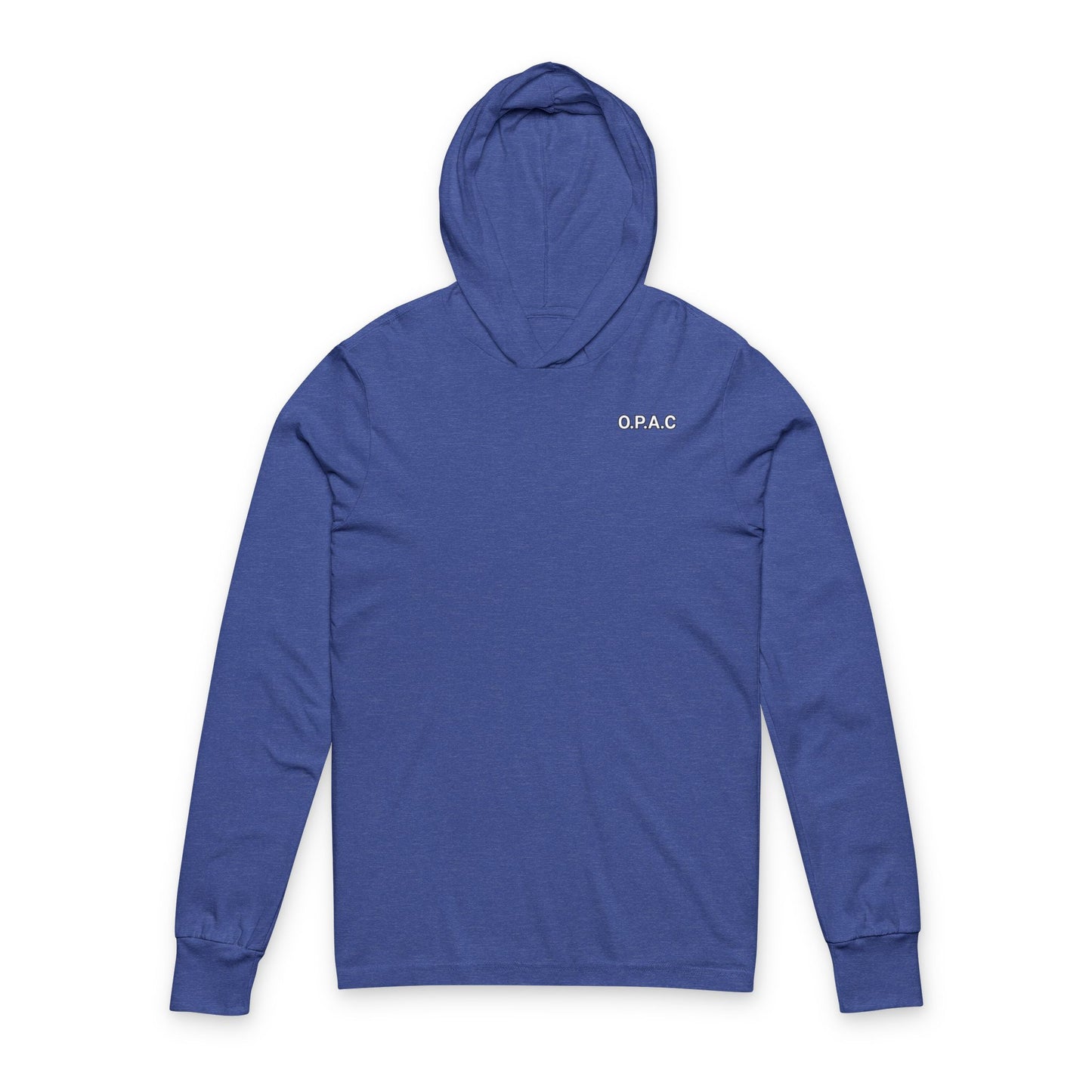 O.P.A.C. White-Lettered Text Advocacy Outer Neck Graphic Hooded Long Sleeve Tee, Prisoner Rights Awareness, Unisex