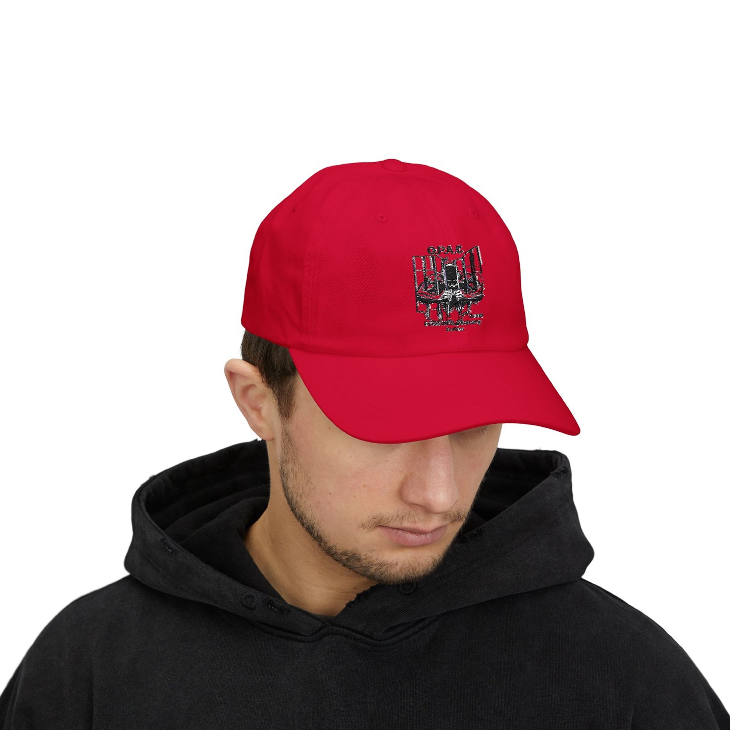 Black Embroidered Patch Logo Dad Cap