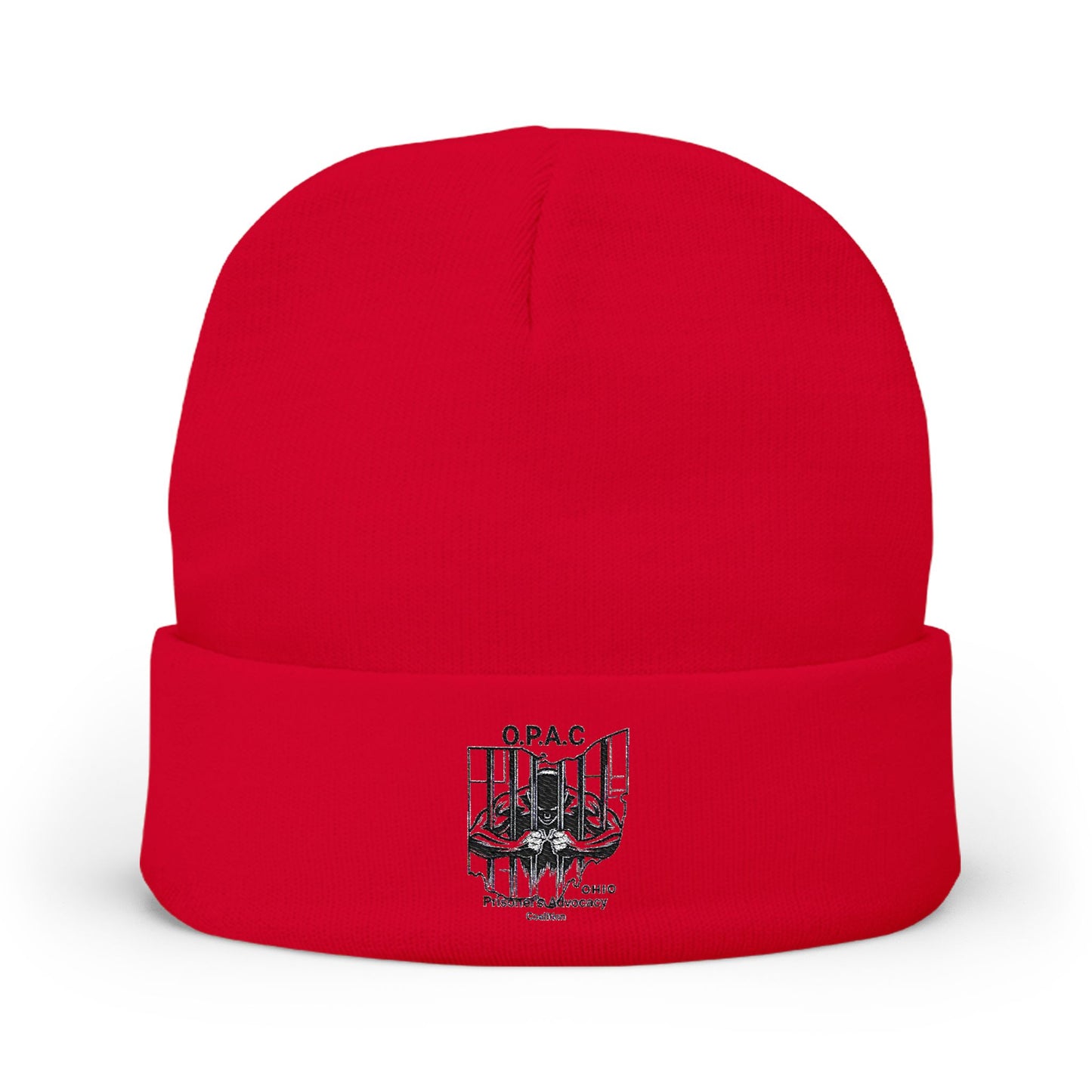 O.P.A.C. Ohio Prisoner's Advocacy Coalition Custom Embroidered Patch Logo Knit Beanie - Cozy Fashion Accessory, Winter Gift, O.P.A.C. Beanie, Streetwear Essential, Unisex Hat