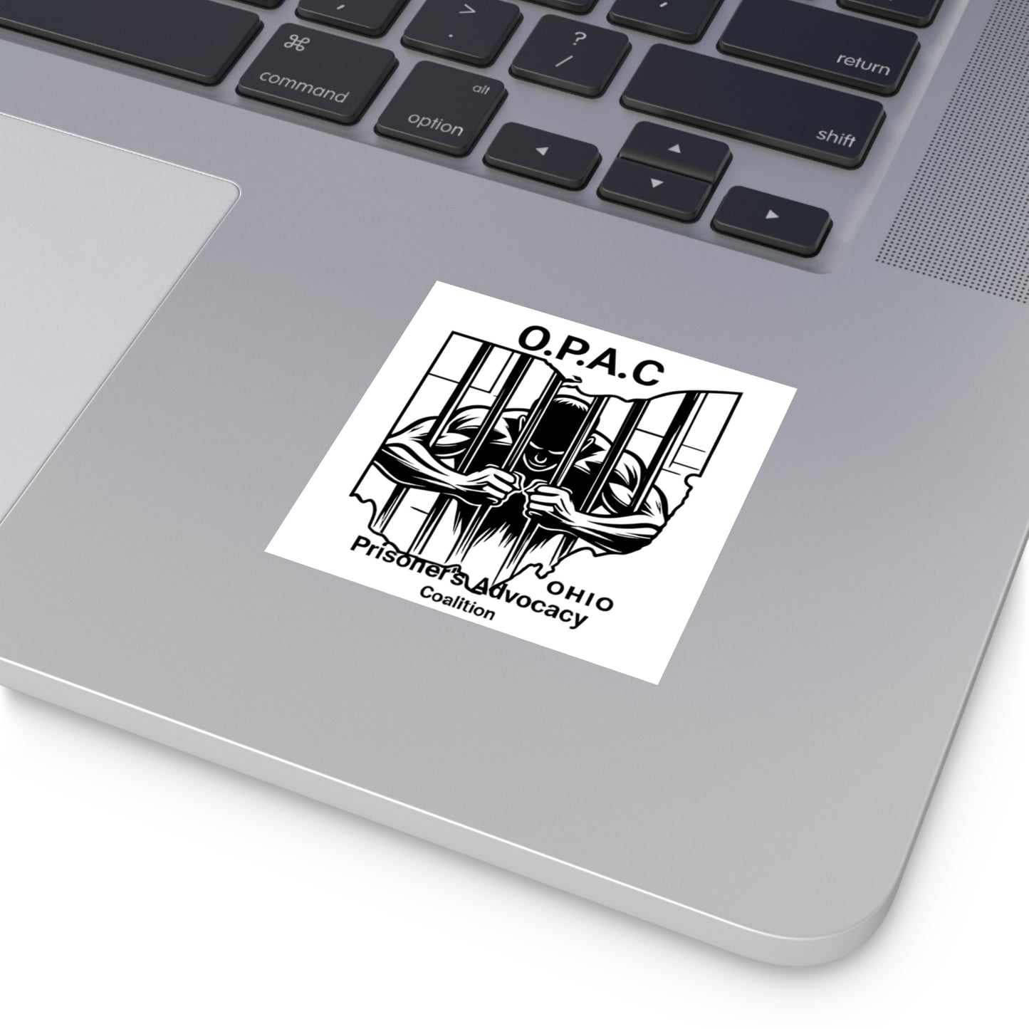 Prison Advocacy Laminate Stickers, Square, White, O.P.A.C. Designs, Justice Reform, Awareness Campaign, Activism, Prisoner Rights