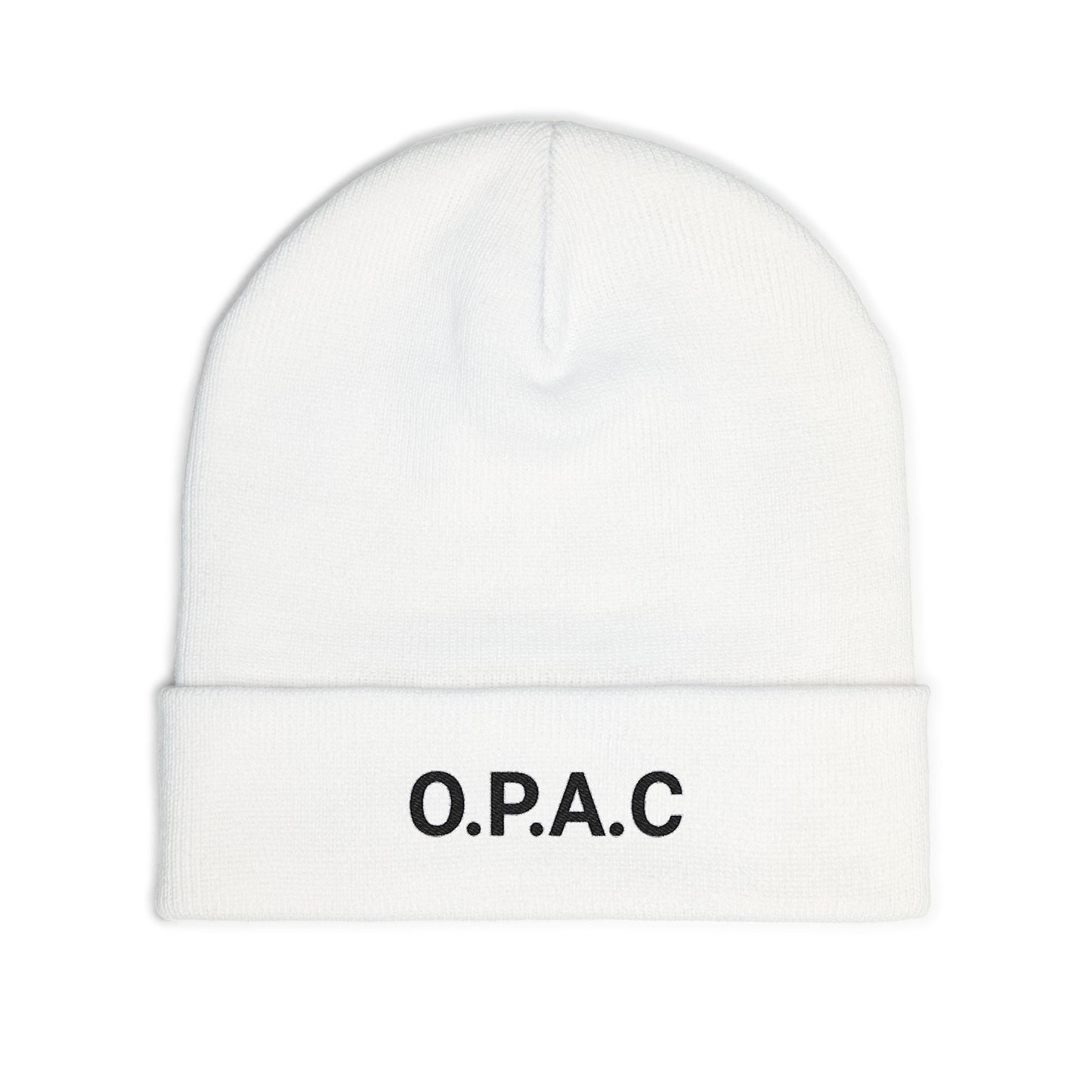O.P.A.C. MID Black- Lettered Text Custom Embroidered Knit Beanie - Cozy Fashion Accessory, Winter Gift, O.P.A.C. Beanie, Streetwear Essential, Unisex Hat