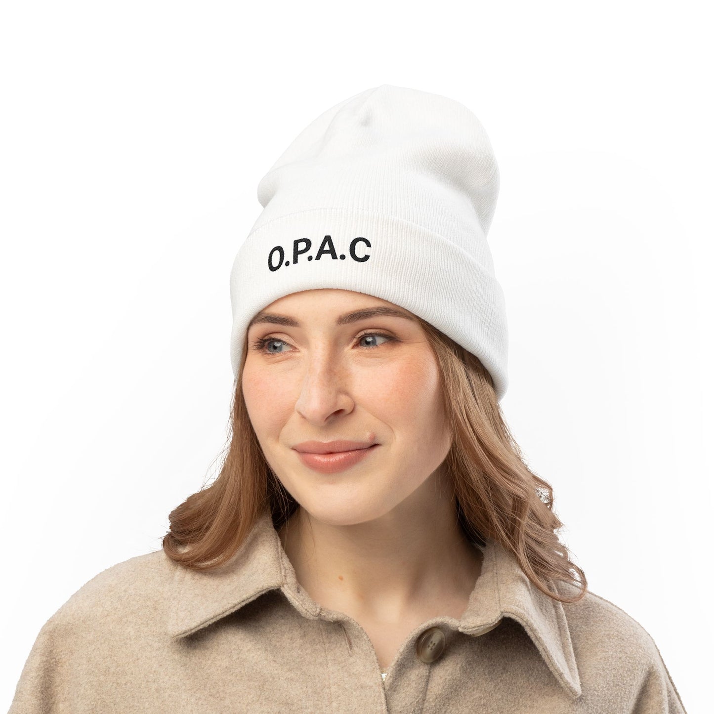 O.P.A.C. MID Black- Lettered Text Custom Embroidered Knit Beanie - Cozy Fashion Accessory, Winter Gift, O.P.A.C. Beanie, Streetwear Essential, Unisex Hat