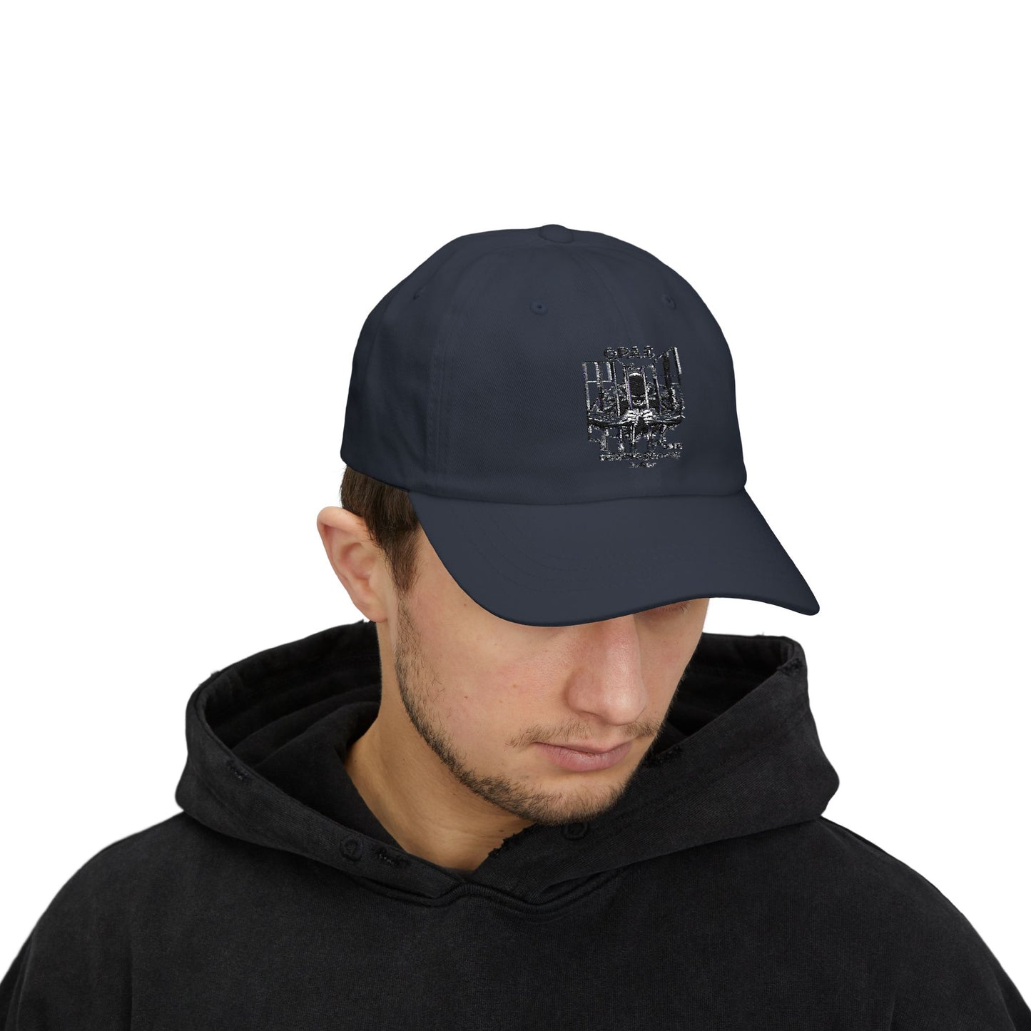 Black Embroidered Patch Logo Dad Cap