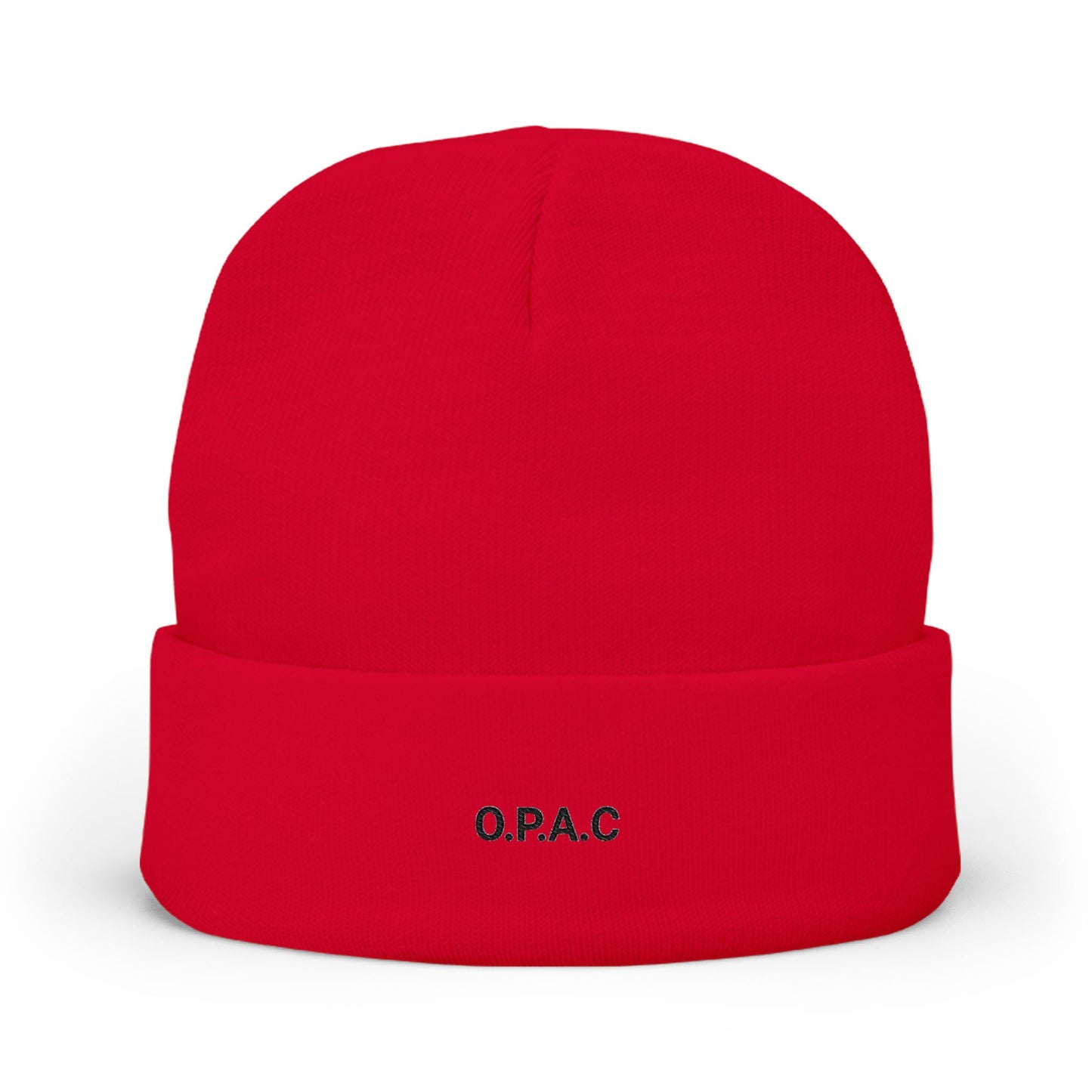 O.P.A.C. SMALL Black- Lettered Text Custom Embroidered Knit Beanie - Cozy Fashion Accessory, Winter Gift, O.P.A.C. Beanie, Streetwear Essential, Unisex Hat