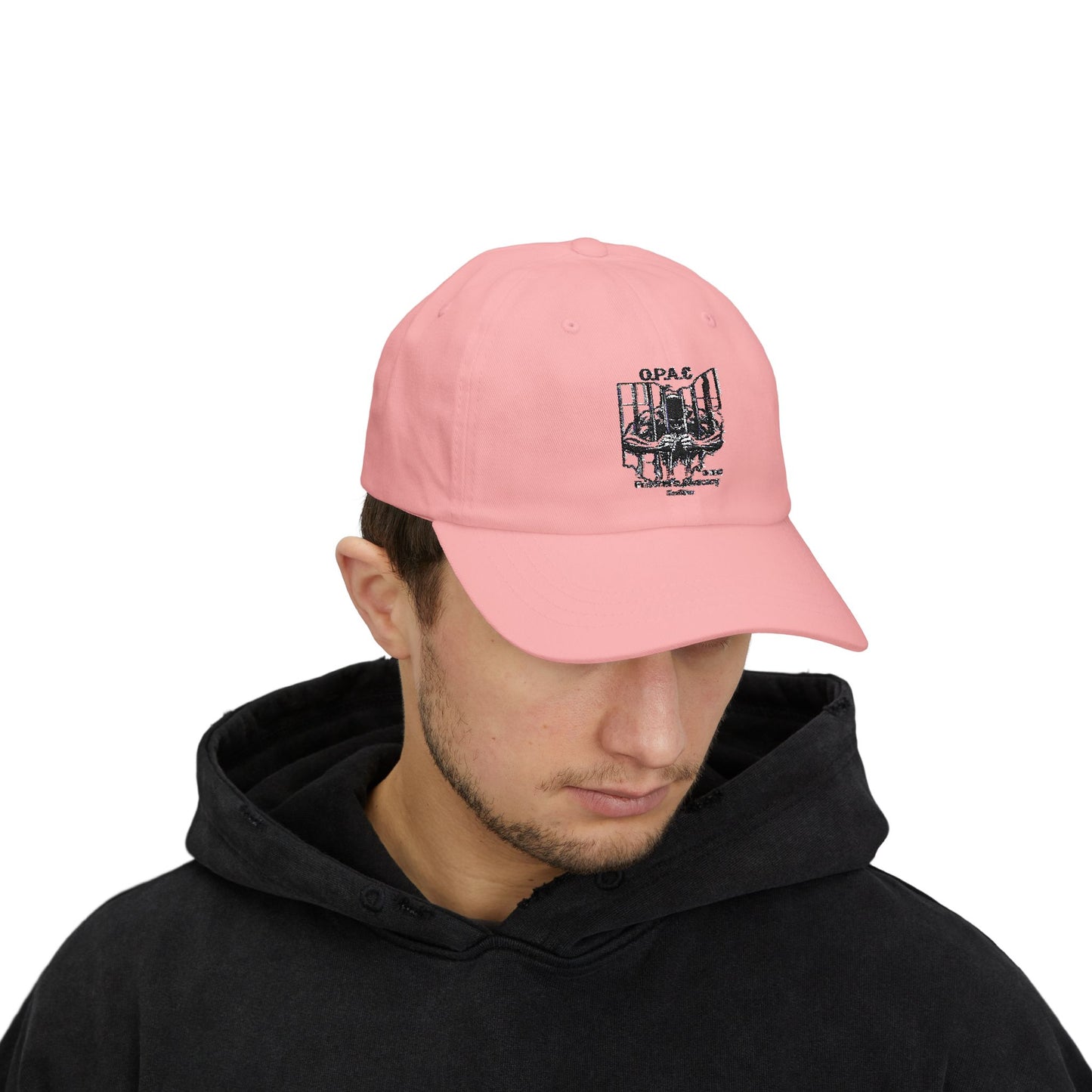 Black Embroidered Patch Logo Dad Cap