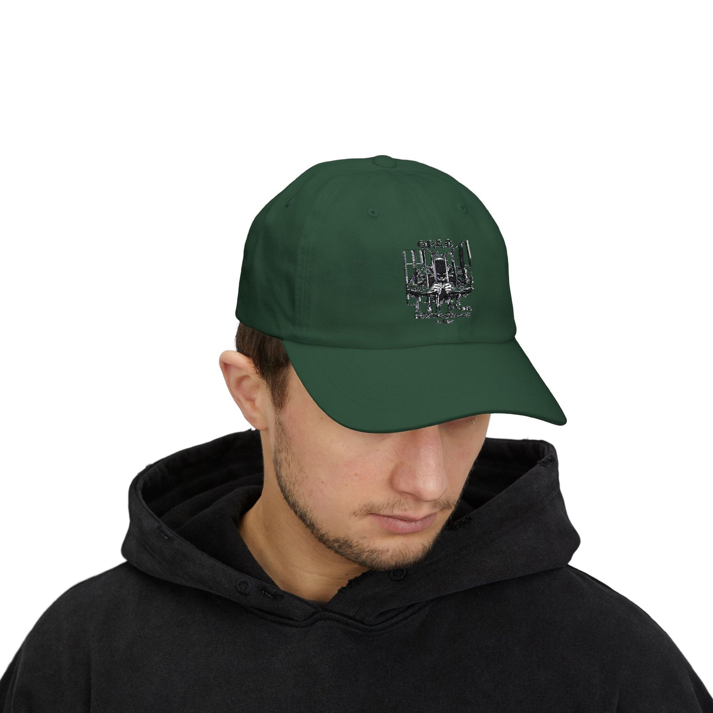 Black Embroidered Patch Logo Dad Cap