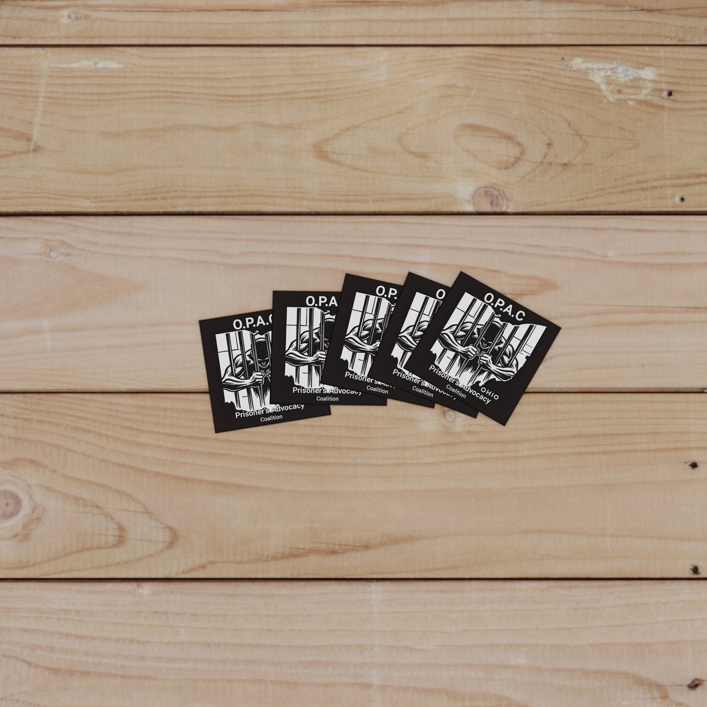 Prison Advocacy Laminate Stickers, Square, Black, O.P.A.C. Designs, Justice Reform, Awareness Campaign, Activism, Prisoner Rights