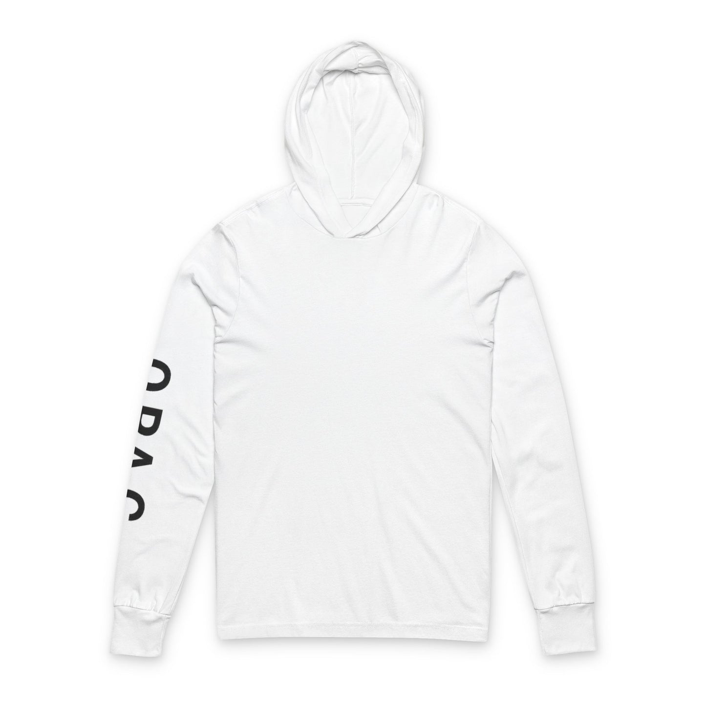O.P.A.C. Bare-Chested BIG Advocacy Graphic (on back) Hooded Long Black-Lettered Text Sleeve Tee, Prisoner Rights Awareness, Unisex Tee, Casual Advocacy Apparel, Comfortable Statement Wear