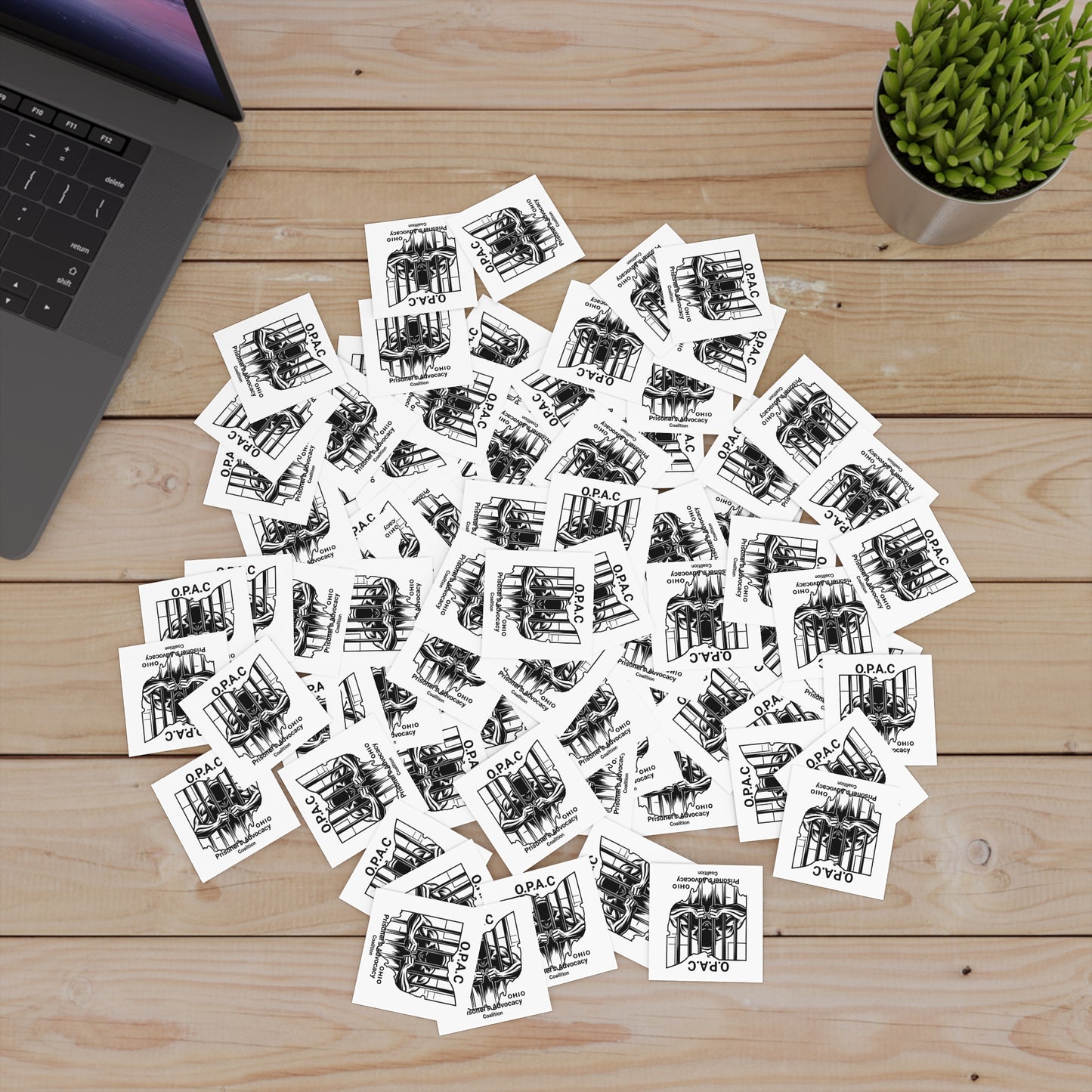 Prison Advocacy Laminate Stickers, Square, White, O.P.A.C. Designs, Justice Reform, Awareness Campaign, Activism, Prisoner Rights