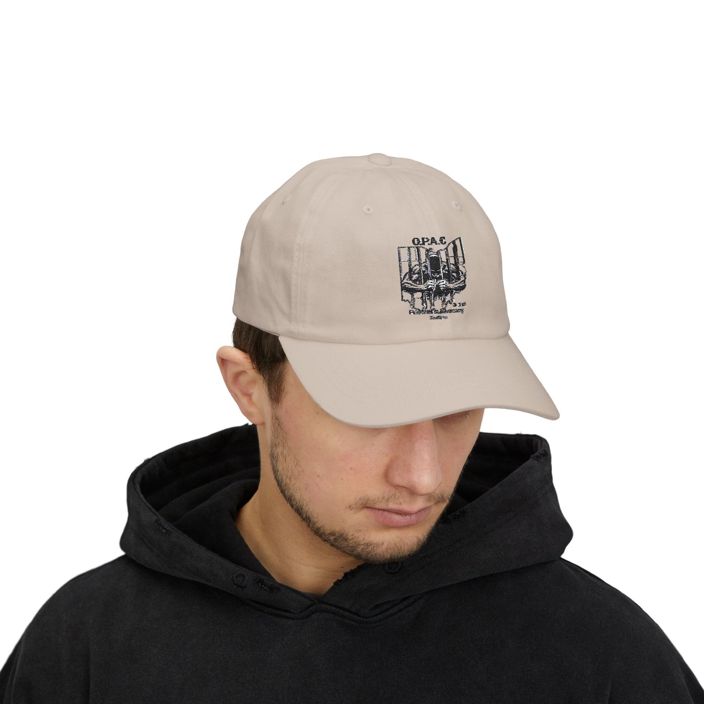 Black Embroidered Patch Logo Dad Cap