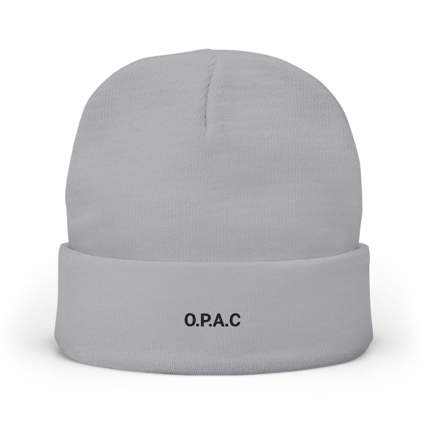 O.P.A.C. SMALL Black- Lettered Text Custom Embroidered Knit Beanie - Cozy Fashion Accessory, Winter Gift, O.P.A.C. Beanie, Streetwear Essential, Unisex Hat