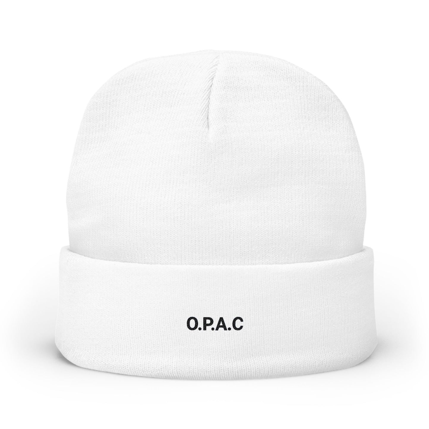 O.P.A.C. SMALL Black- Lettered Text Custom Embroidered Knit Beanie - Cozy Fashion Accessory, Winter Gift, O.P.A.C. Beanie, Streetwear Essential, Unisex Hat