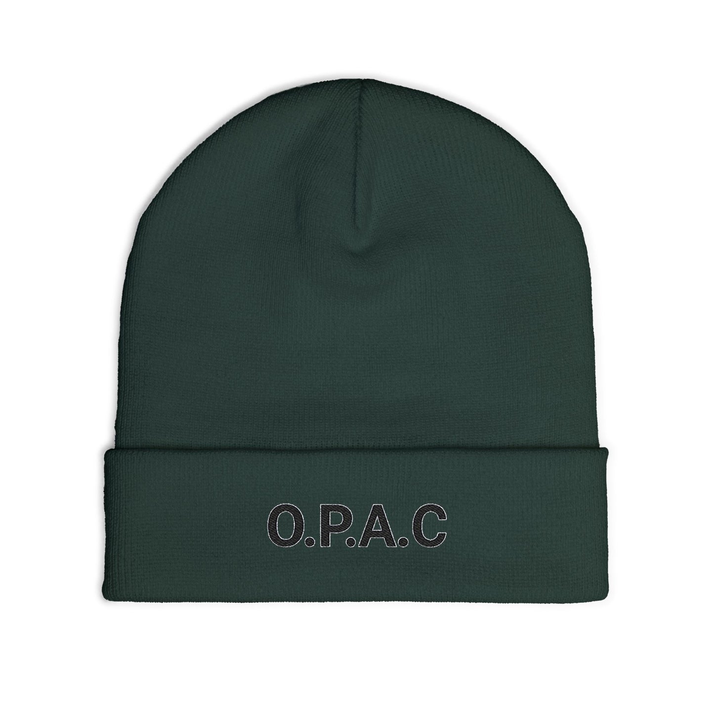 O.P.A.C. MID Black- Lettered Text Custom Embroidered Knit Beanie - Cozy Fashion Accessory, Winter Gift, O.P.A.C. Beanie, Streetwear Essential, Unisex Hat