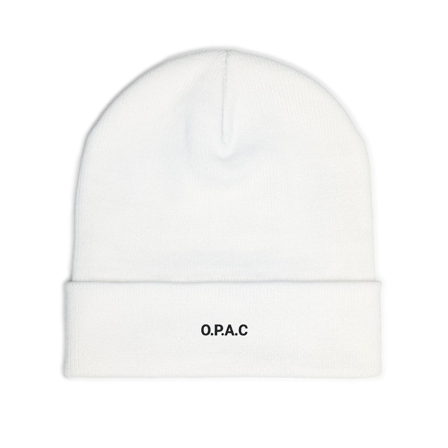 O.P.A.C. SMALL Black- Lettered Text Custom Embroidered Knit Beanie - Cozy Fashion Accessory, Winter Gift, O.P.A.C. Beanie, Streetwear Essential, Unisex Hat