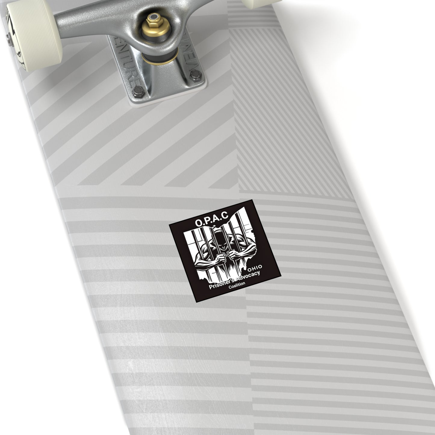 Prison Advocacy Laminate Stickers, Square, Black, O.P.A.C. Designs, Justice Reform, Awareness Campaign, Activism, Prisoner Rights