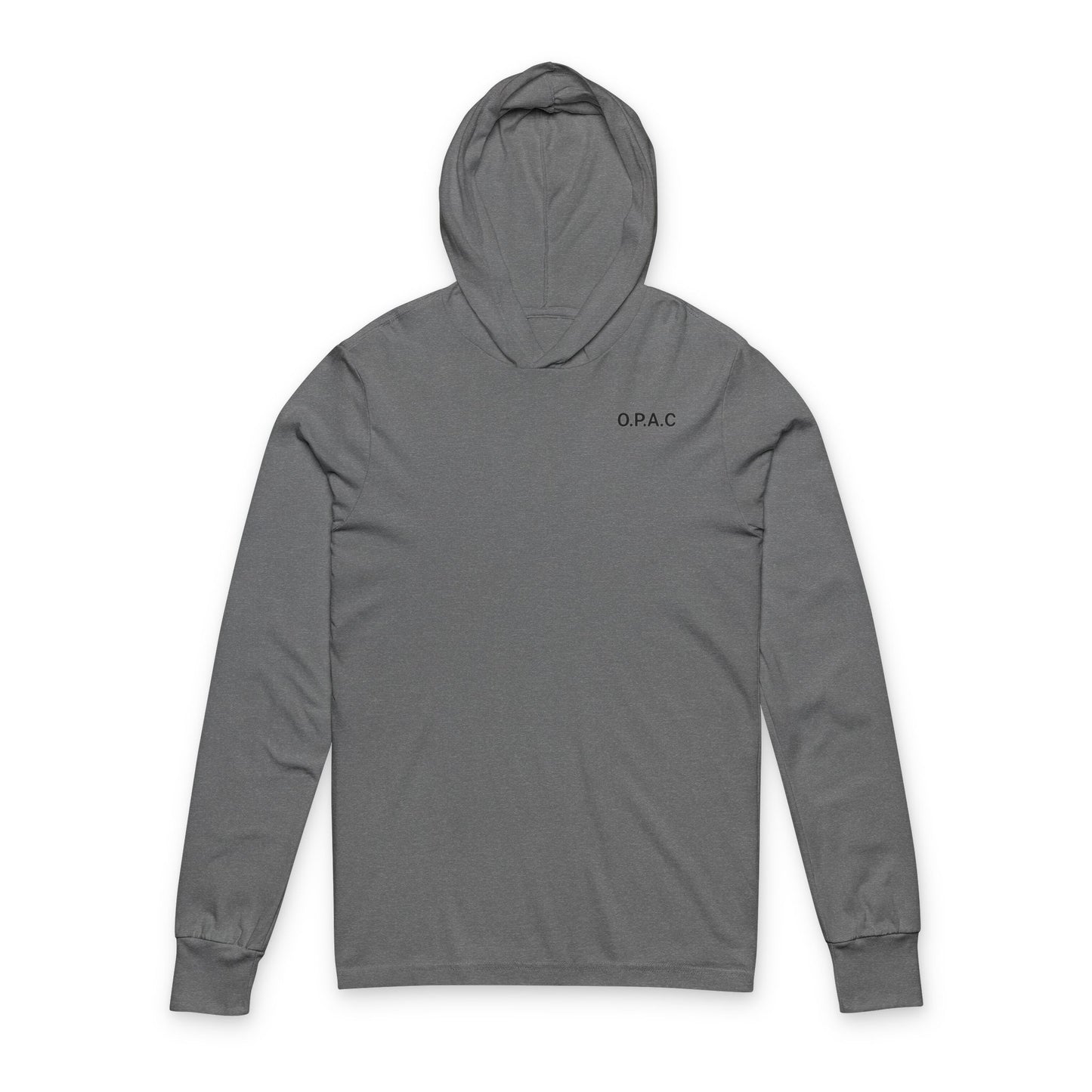 O.P.A.C. Black-Lettered Text Advocacy Graphic Hooded Long Sleeve Tee, Prisoner Rights Awareness, Unisex