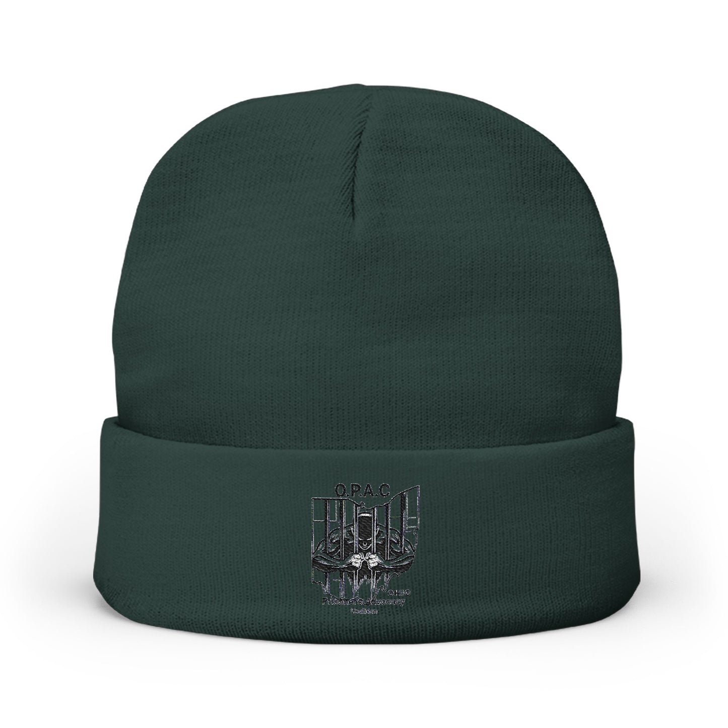 O.P.A.C. Ohio Prisoner's Advocacy Coalition Custom Embroidered Patch Logo Knit Beanie - Cozy Fashion Accessory, Winter Gift, O.P.A.C. Beanie, Streetwear Essential, Unisex Hat
