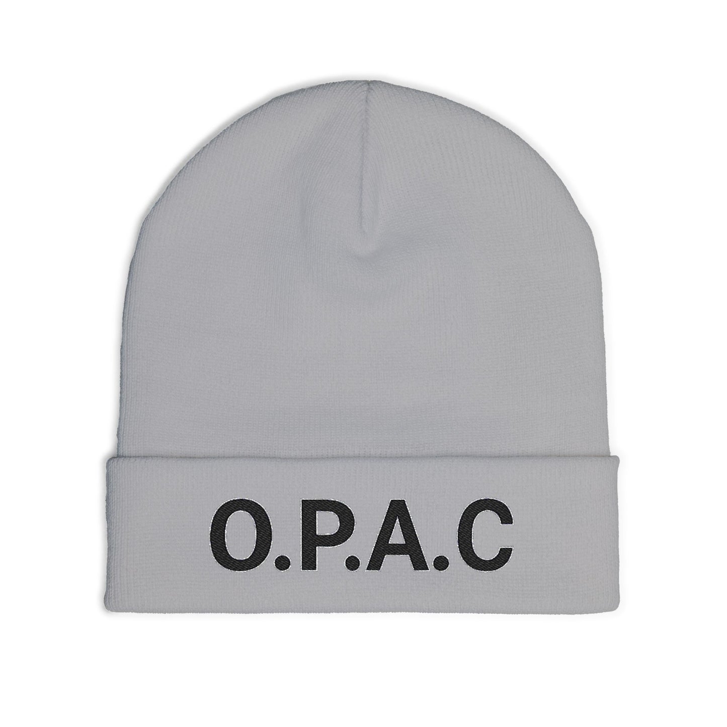 O.P.A.C. BIG Black- Lettered Text Custom Embroidered Knit Beanie - Cozy Fashion Accessory, Winter Gift, O.P.A.C. Beanie, Streetwear Essential, Unisex Hat