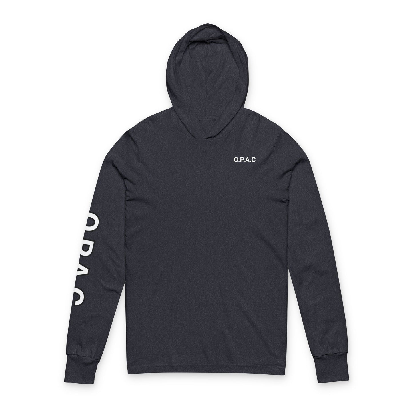 O.P.A.C. White-Lettered Text Advocacy White Graphic Hooded Long White-Lettered Text Sleeve Tee, Prisoner Rights Awareness