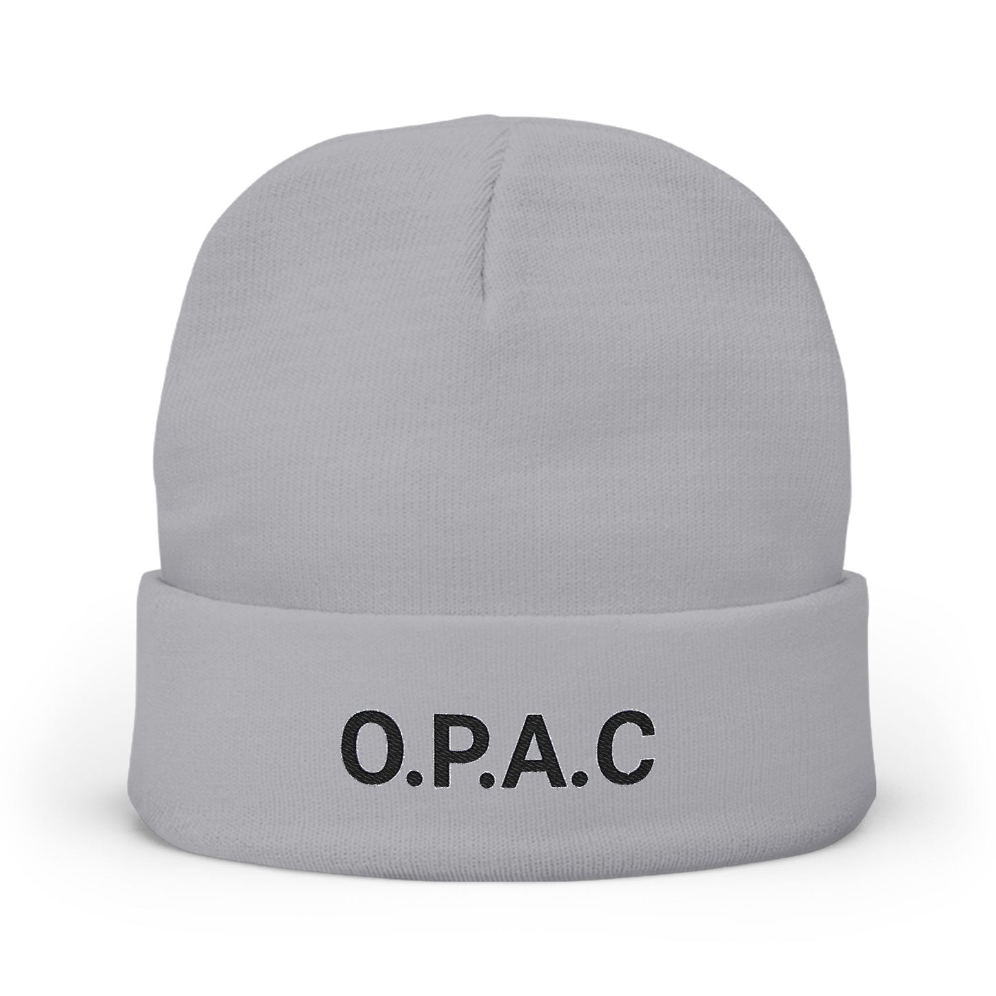 O.P.A.C. MID Black- Lettered Text Custom Embroidered Knit Beanie - Cozy Fashion Accessory, Winter Gift, O.P.A.C. Beanie, Streetwear Essential, Unisex Hat