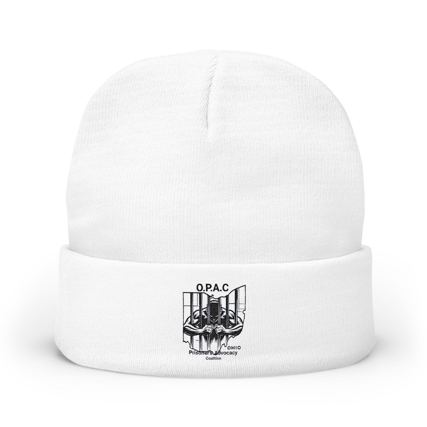 O.P.A.C. Ohio Prisoner's Advocacy Coalition Custom Embroidered Patch Logo Knit Beanie - Cozy Fashion Accessory, Winter Gift, O.P.A.C. Beanie, Streetwear Essential, Unisex Hat