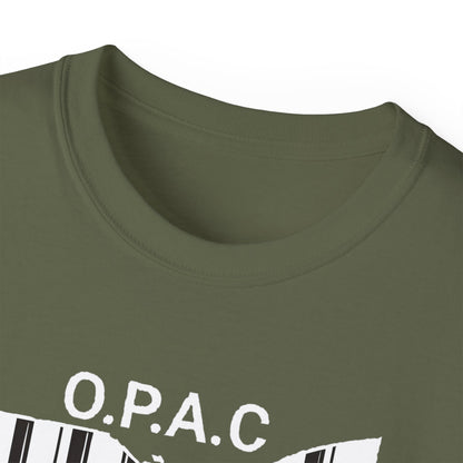 White O.P.A.C. Logo Advocacy Tee, Unisex Cotton T-Shirt for Supporters, Prison Advocacy, Social Justice, Awareness Shirt, Gift for Activists