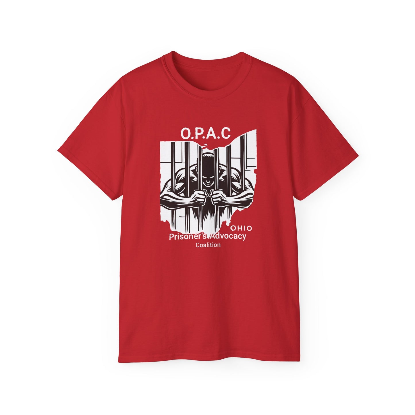 White O.P.A.C. Logo Advocacy Tee, Unisex Cotton T-Shirt for Supporters, Prison Advocacy, Social Justice, Awareness Shirt, Gift for Activists