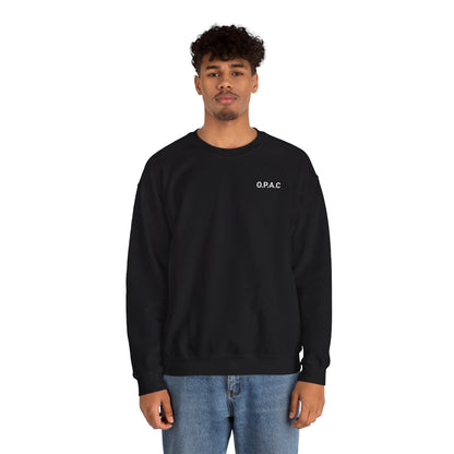 Cozy Comfort Classic Minimalistic (white-lettered) O.P.A.C. Prisoner's Advocacy Crewneck Sweatshirt | Unisex, Casual Wear, Gift for Him, Her, Stay-at-Home Style, Everyday Fashion - O.P.A.C.