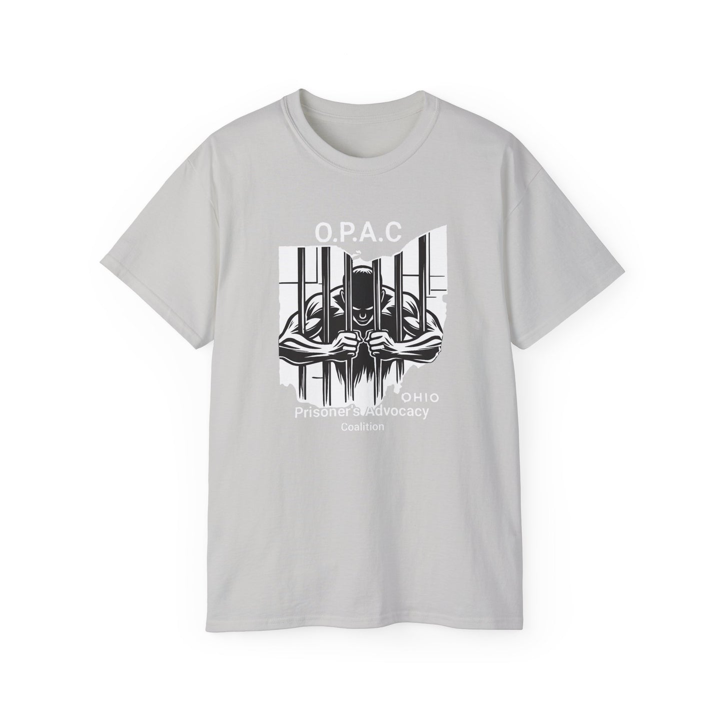 White O.P.A.C. Logo Advocacy Tee, Unisex Cotton T-Shirt for Supporters, Prison Advocacy, Social Justice, Awareness Shirt, Gift for Activists
