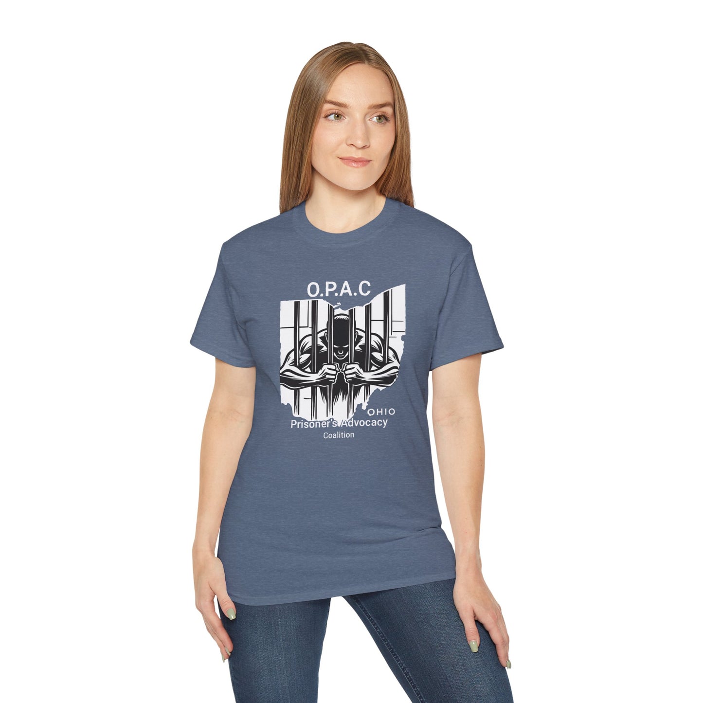 White O.P.A.C. Logo Advocacy Tee, Unisex Cotton T-Shirt for Supporters, Prison Advocacy, Social Justice, Awareness Shirt, Gift for Activists