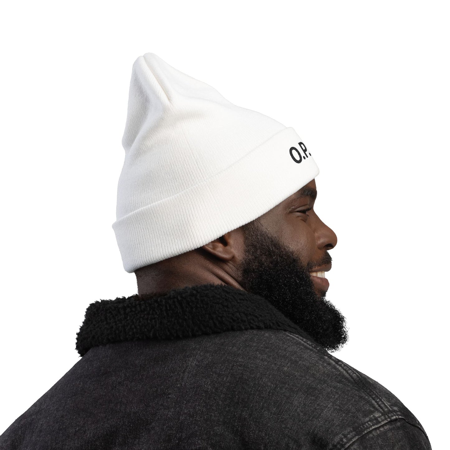 O.P.A.C. MID Black- Lettered Text Custom Embroidered Knit Beanie - Cozy Fashion Accessory, Winter Gift, O.P.A.C. Beanie, Streetwear Essential, Unisex Hat
