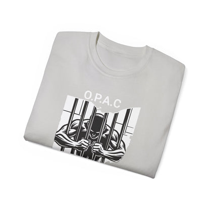 White O.P.A.C. Logo Advocacy Tee, Unisex Cotton T-Shirt for Supporters, Prison Advocacy, Social Justice, Awareness Shirt, Gift for Activists