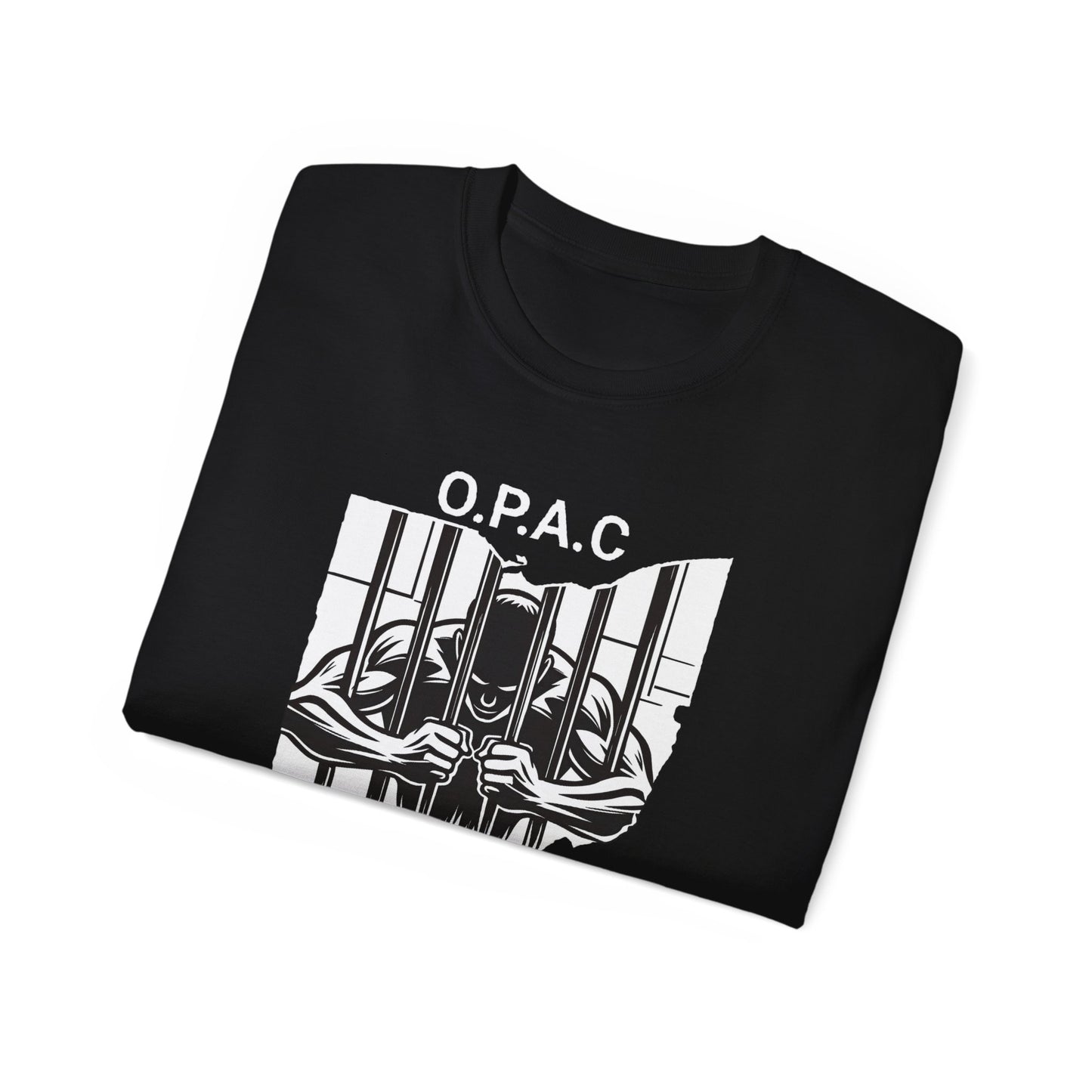 White O.P.A.C. Logo Advocacy Tee, Unisex Cotton T-Shirt for Supporters, Prison Advocacy, Social Justice, Awareness Shirt, Gift for Activists