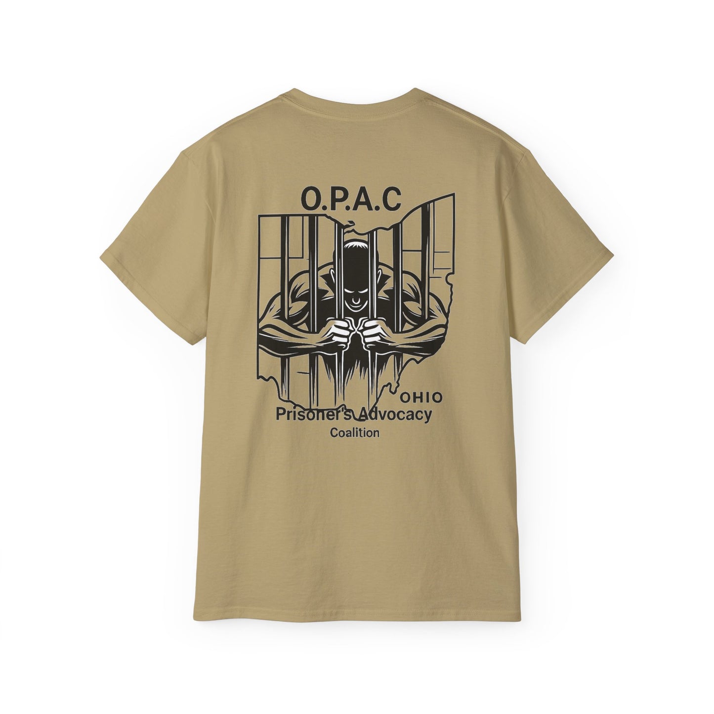 Double-sided Unisex Black-Lettered Text Big Back Graphic Advocacy Tee - Support Prisoners' Rights, Social Justice Apparel, Protest Wear, Activism T-Shirt