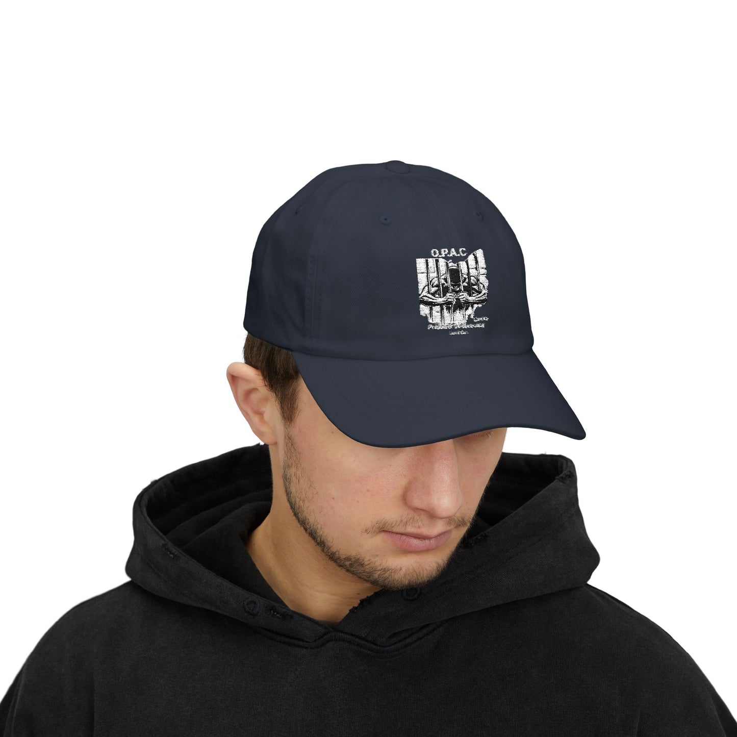 White Embroidered Patch Logo Dad Cap