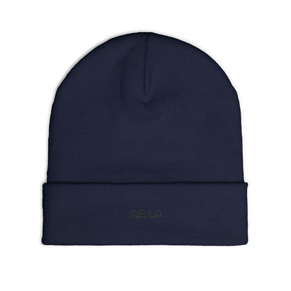 O.P.A.C. SMALL Black- Lettered Text Custom Embroidered Knit Beanie - Cozy Fashion Accessory, Winter Gift, O.P.A.C. Beanie, Streetwear Essential, Unisex Hat