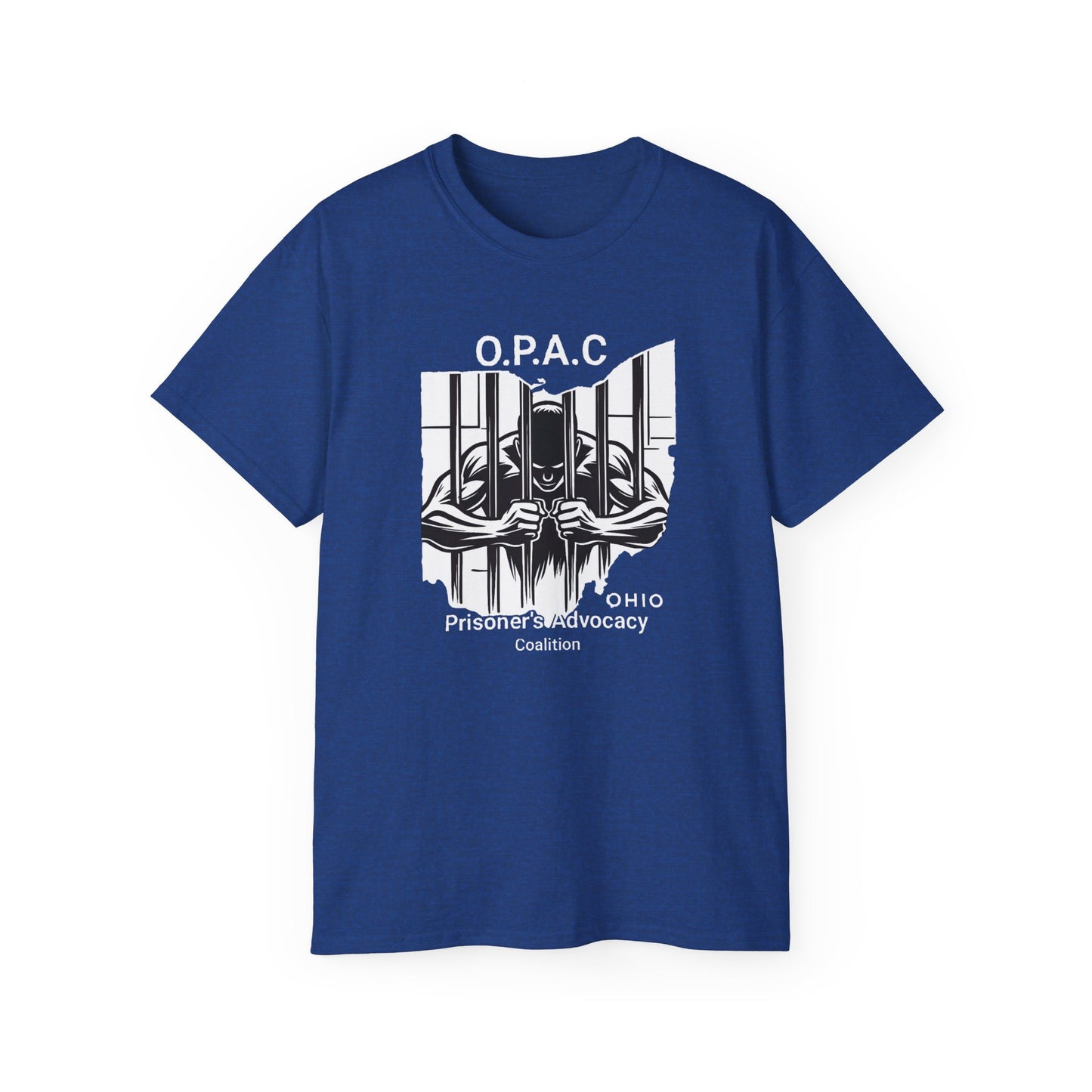 White O.P.A.C. Logo Advocacy Tee, Unisex Cotton T-Shirt for Supporters, Prison Advocacy, Social Justice, Awareness Shirt, Gift for Activists