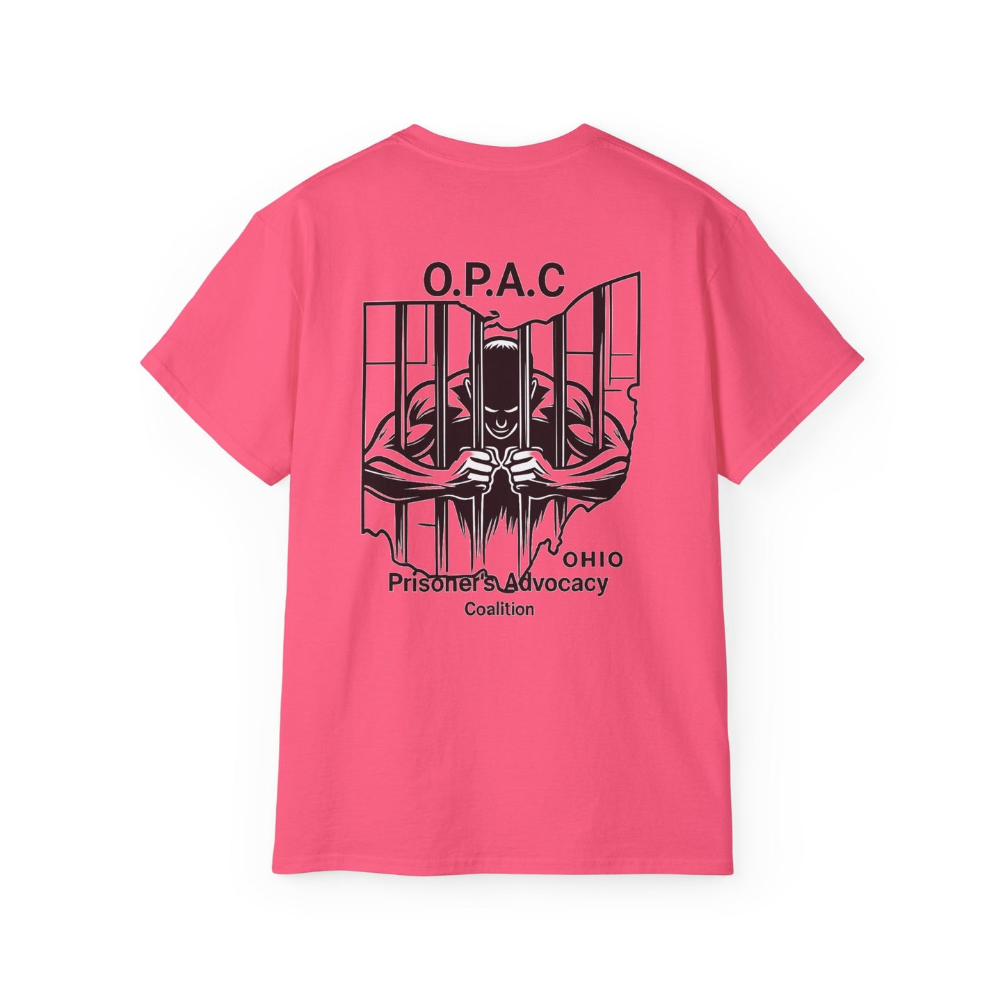Double-sided Unisex Black-Lettered Text Big Back Graphic Advocacy Tee - Support Prisoners' Rights, Social Justice Apparel, Protest Wear, Activism T-Shirt