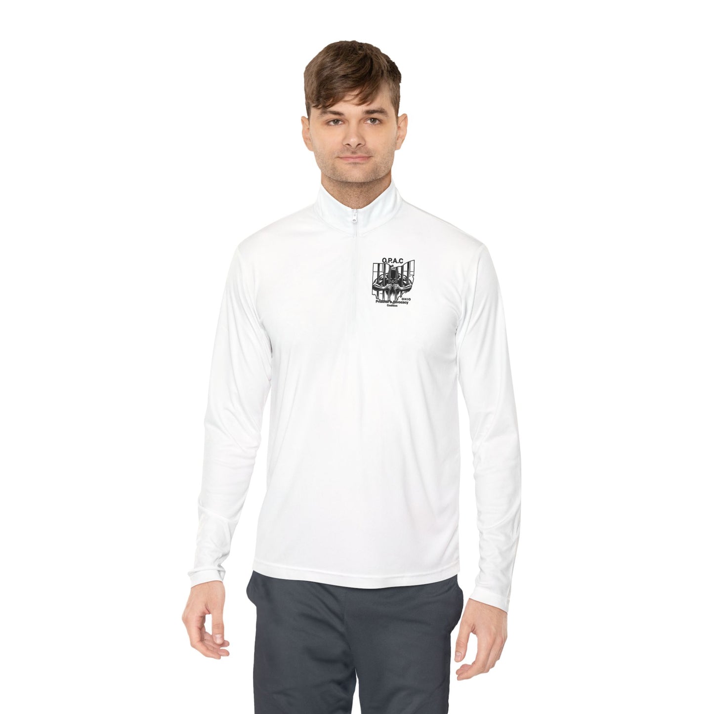 Black O.P.A.C. Double-sided Logo (Black-lettered text on back) Unisex Quarter-Zip Pullover with Stylish Graphic Design, Cozy Layer for Men and Women, Perfect for Casual Outings, Outdoor Adventures, [...]