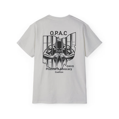 Double-sided Unisex Black-Lettered Text Big Back Graphic Advocacy Tee - Support Prisoners' Rights, Social Justice Apparel, Protest Wear, Activism T-Shirt